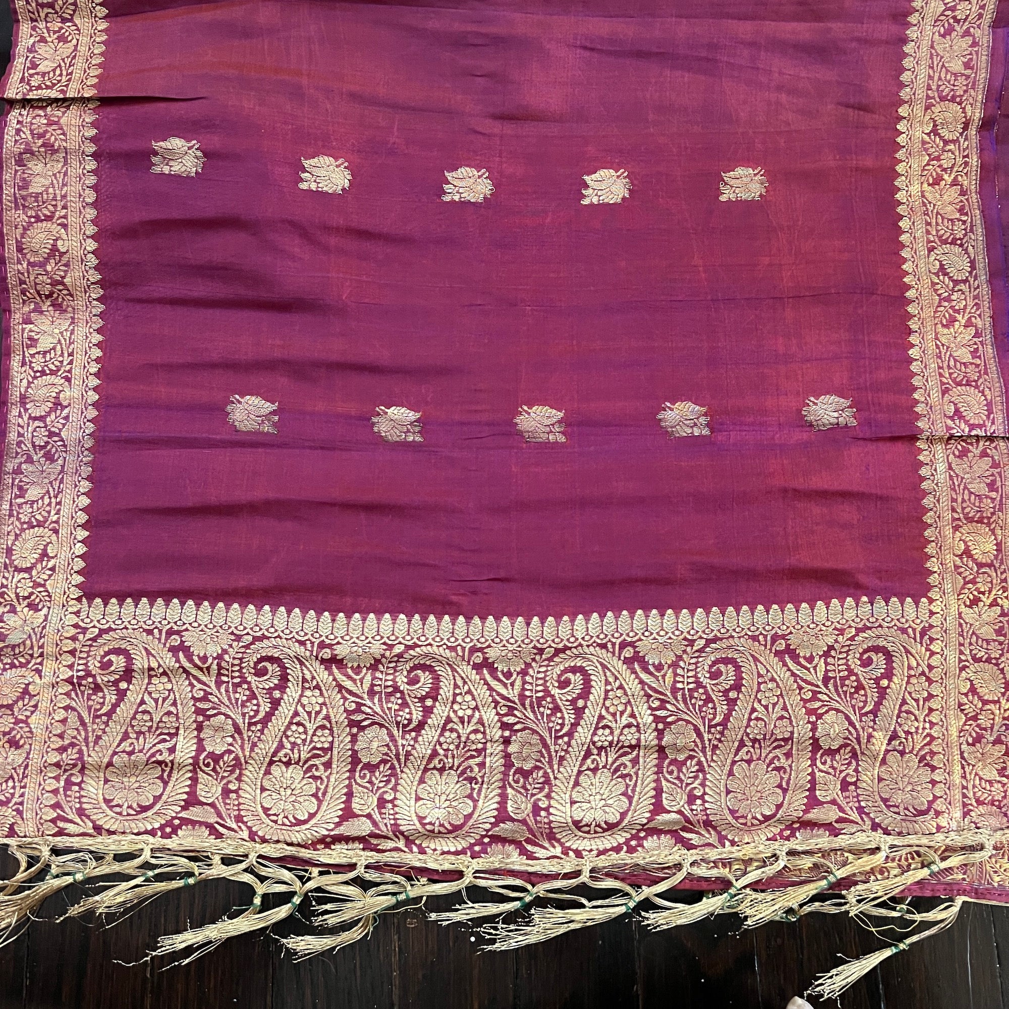 LH Banarsi Silk Runners-Paisley Flower 1 - Vintage India NYC