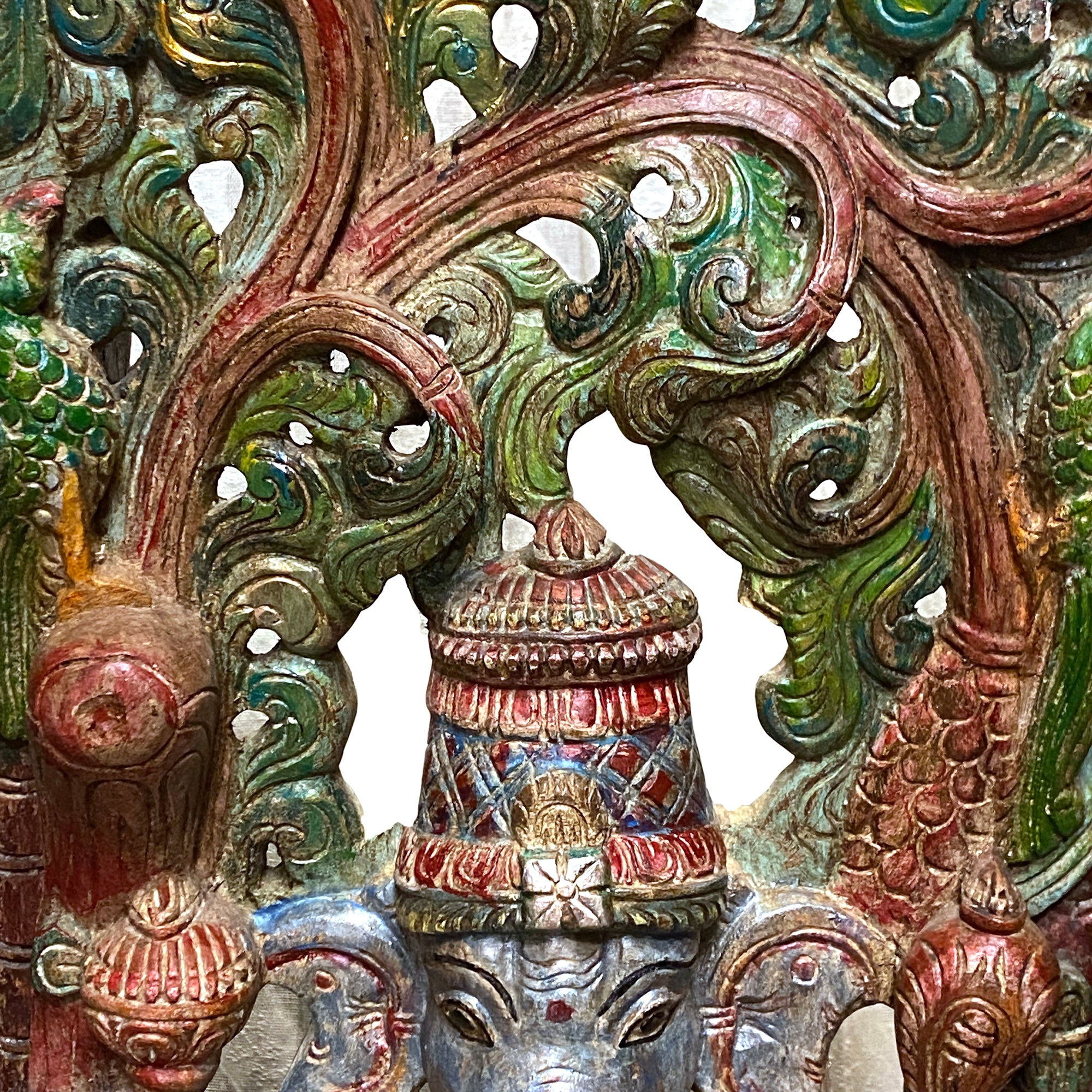 Ganesh Hand-Painted & Carved Murti-Pastel Colors - Vintage India NYC