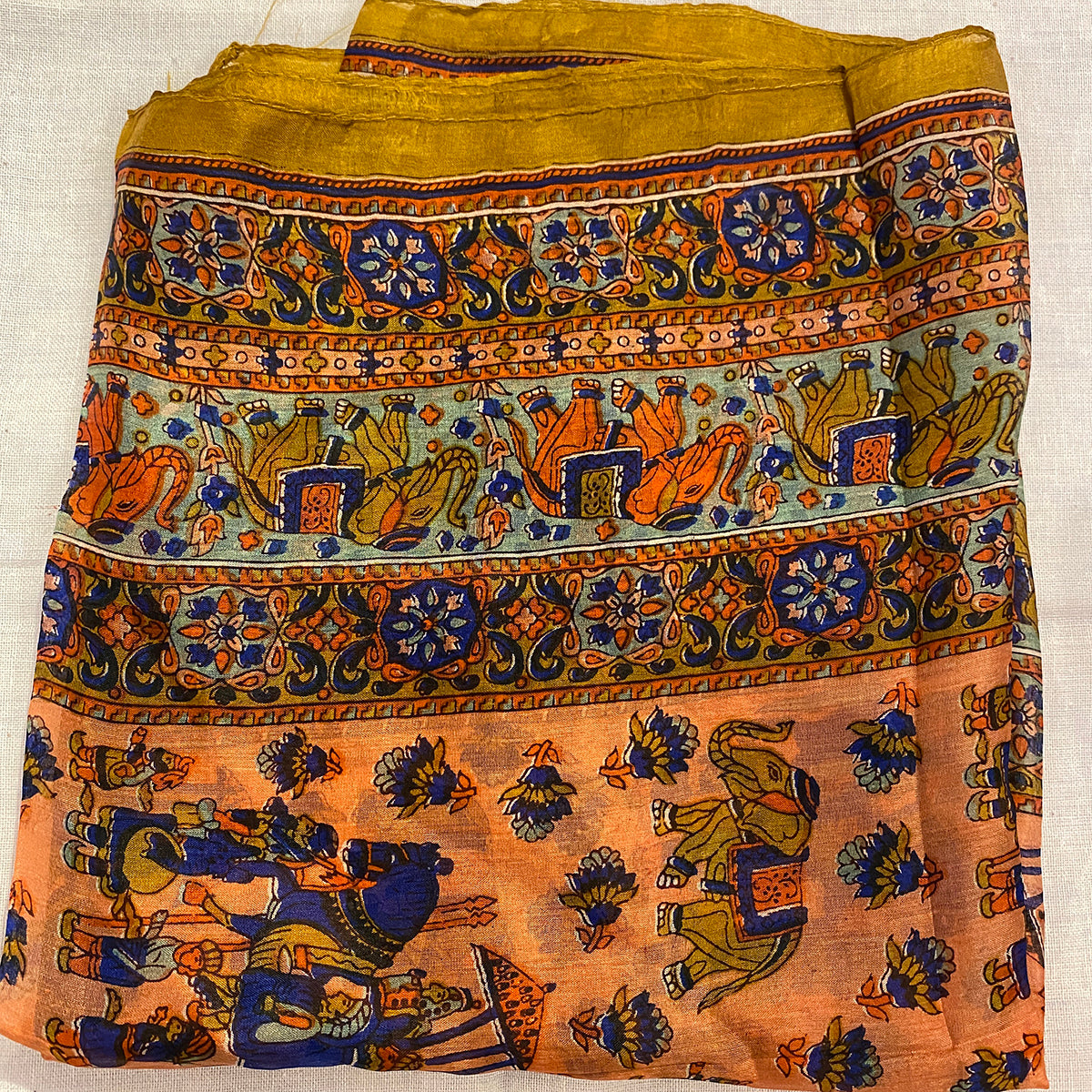 Elephant Print Silk Scarves - Vintage India NYC