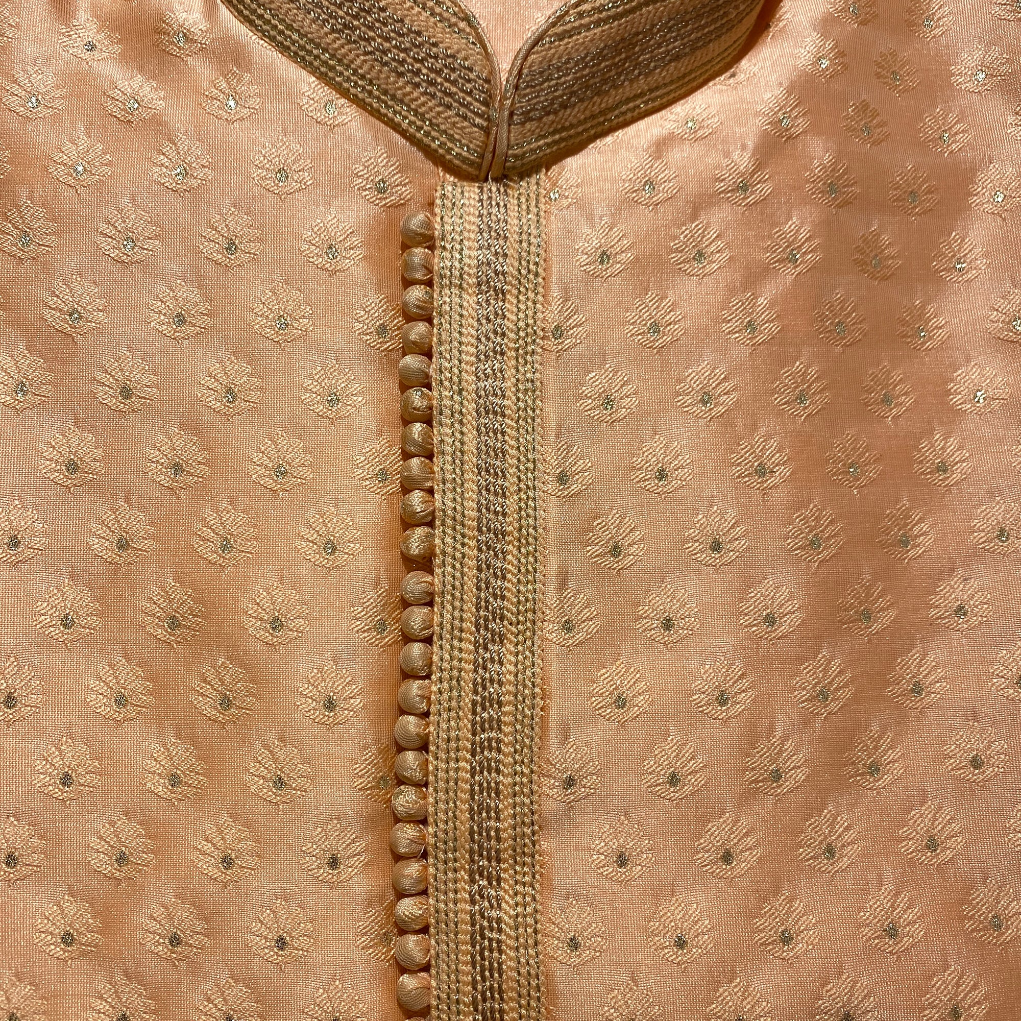 YD Peach Jacquard Kurta - Vintage India NYC