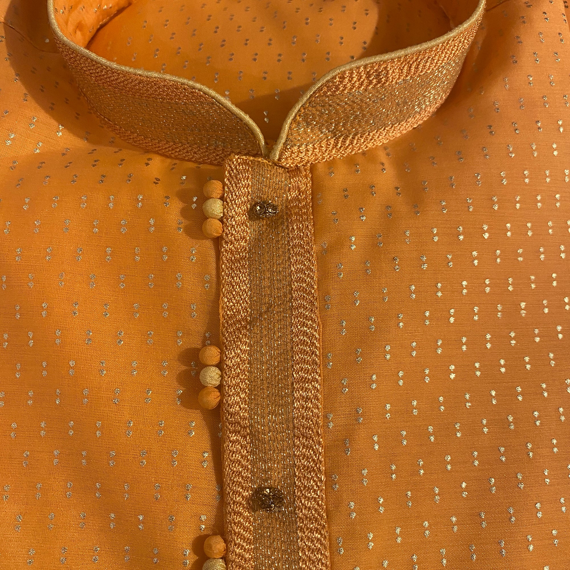 YD Peach Kurta- Gold Detail - Vintage India NYC