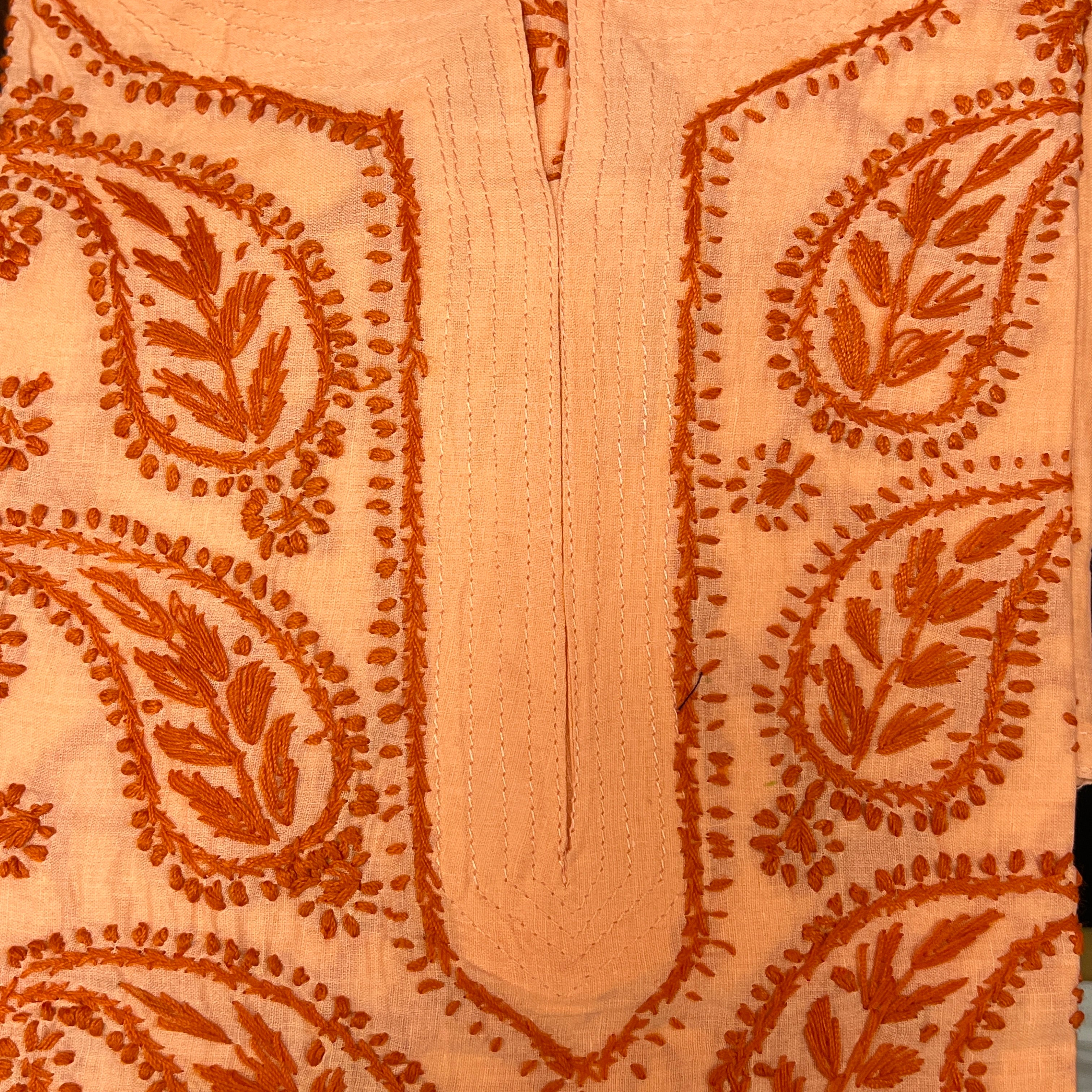 AR Long Embroidered Cotton Tunic kurtis- S - Vintage India NYC