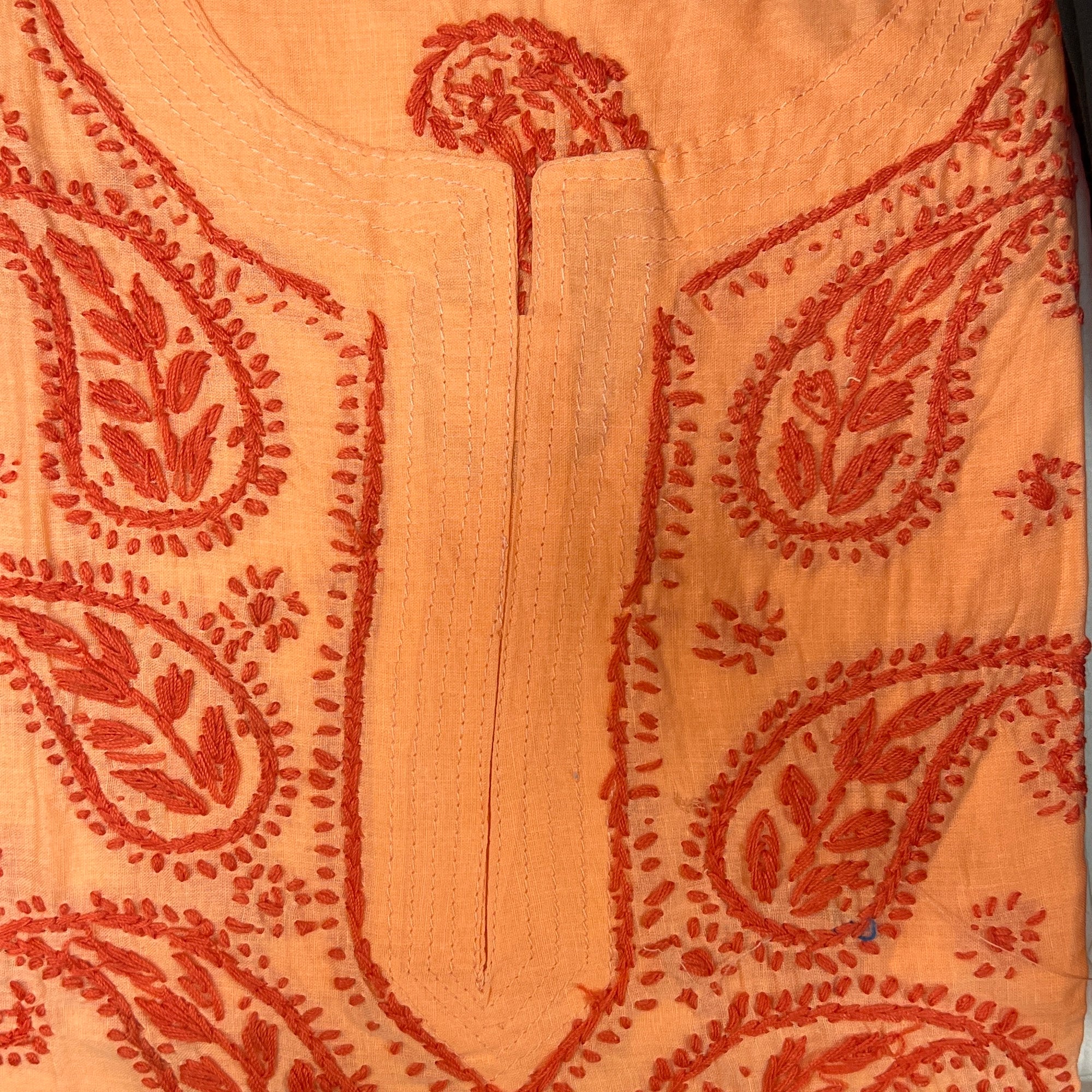 AR Long Embroidered Cotton Tunic Kurtis - M - Vintage India NYC