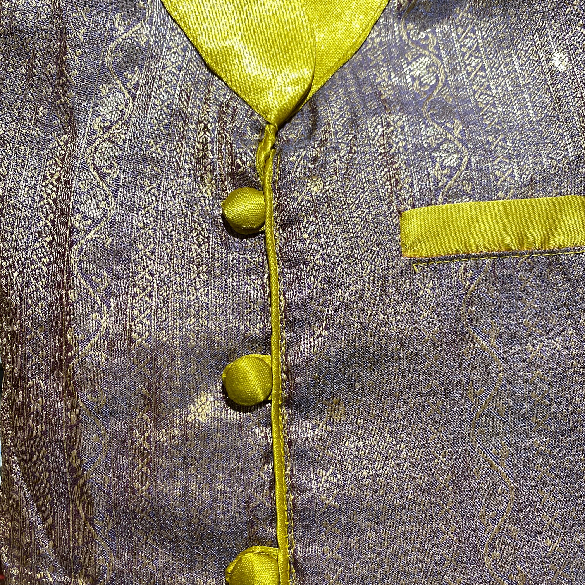 Boys Silk Brocade Sherwani Jackets-7 Colors - Vintage India NYC