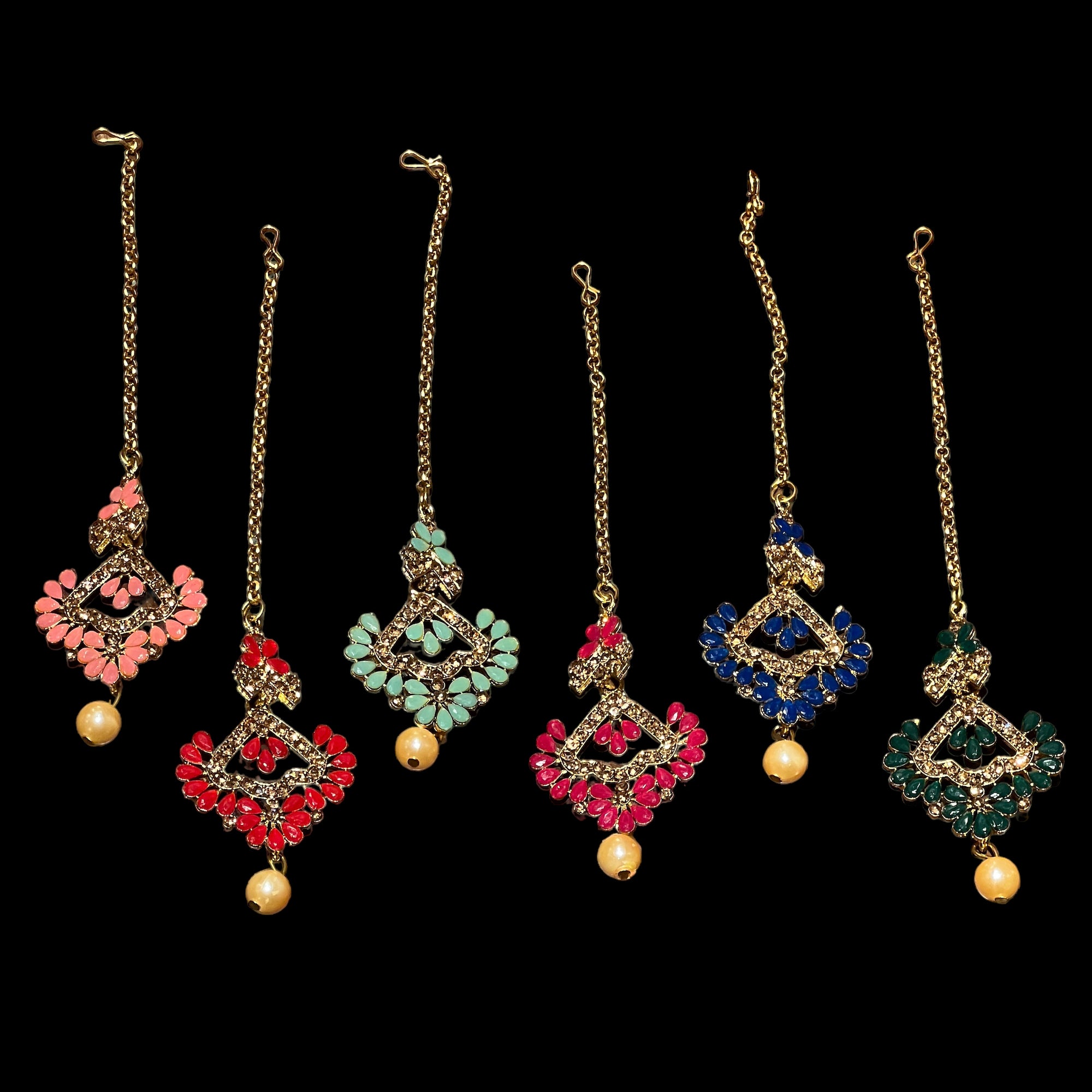 Flower Petal Maang Tikkas-6 Colors - Vintage India NYC