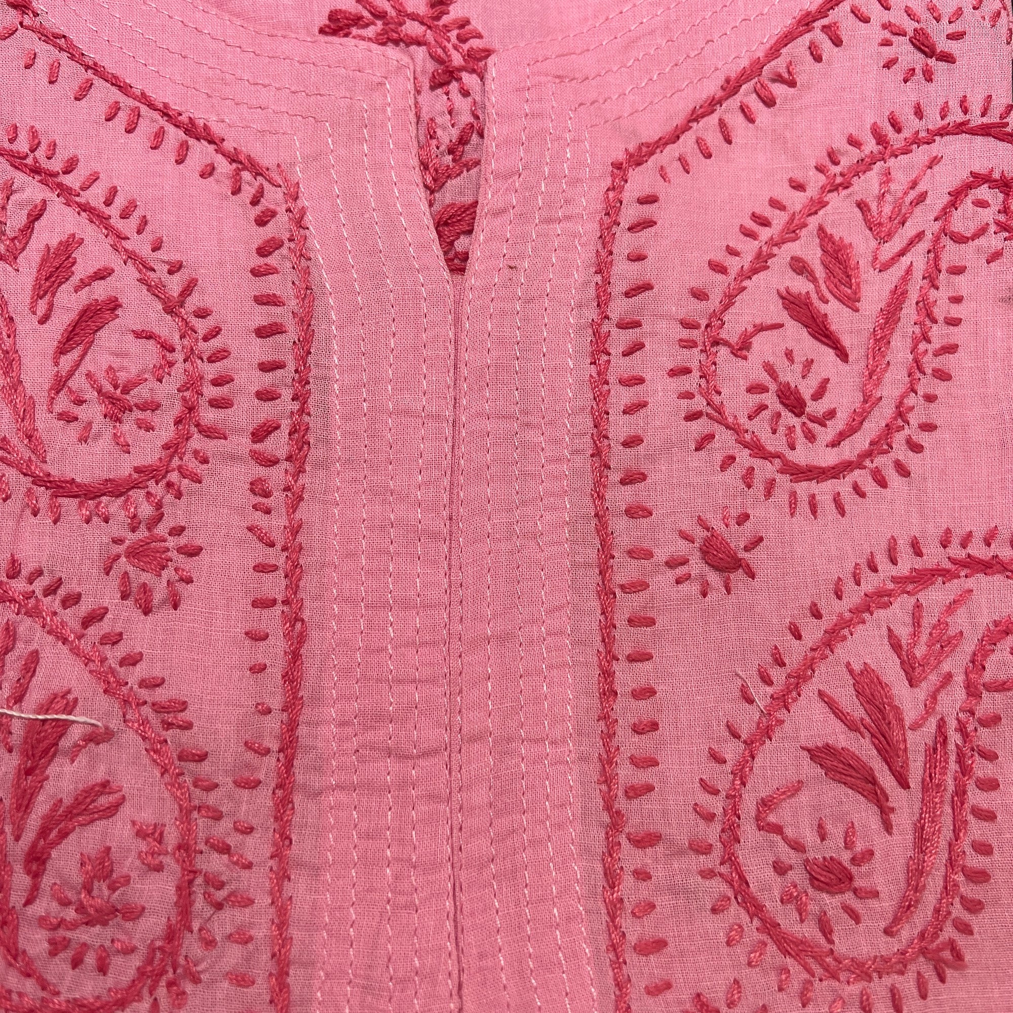 AR Short Embroidered Cotton Tunic Kurti-M - Vintage India NYC