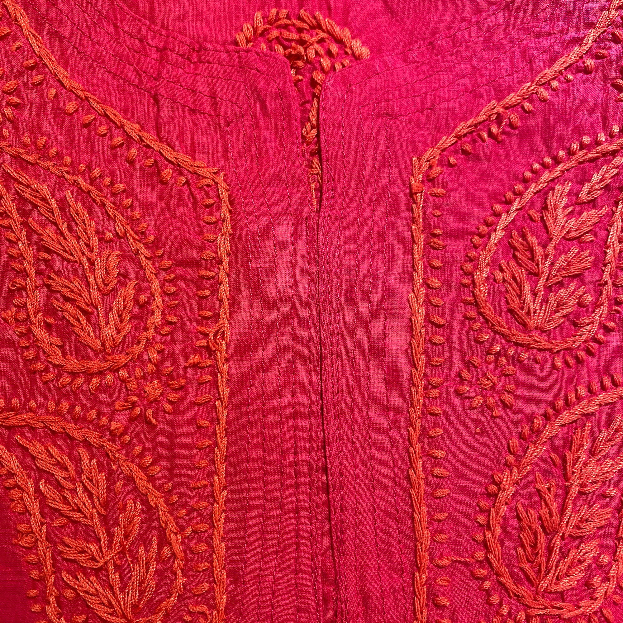 AR Long Embroidered Cotton Tunic Kurtis - M - Vintage India NYC