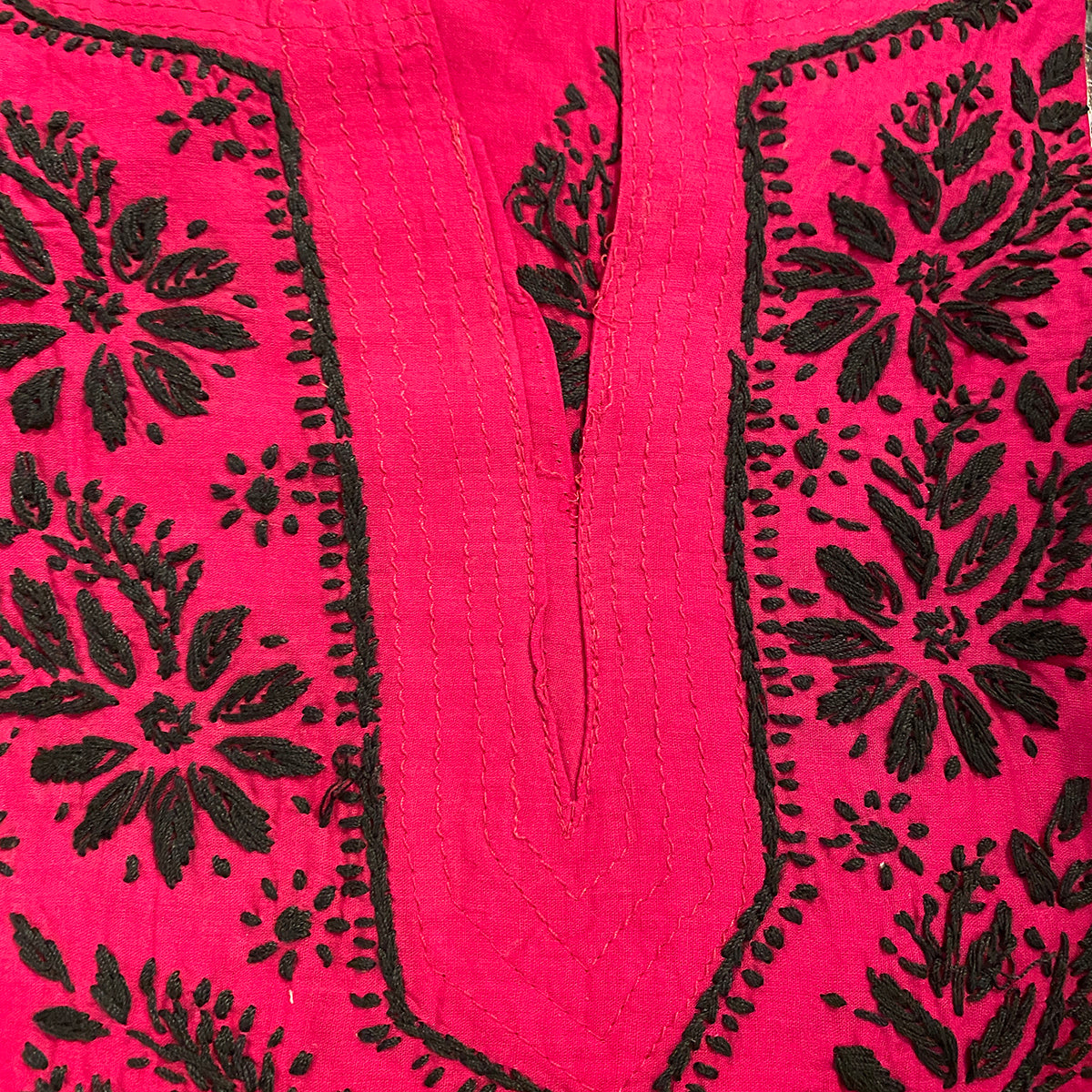 AR Long Embroidered Cotton Tunic Kurtis- L - Vintage India NYC