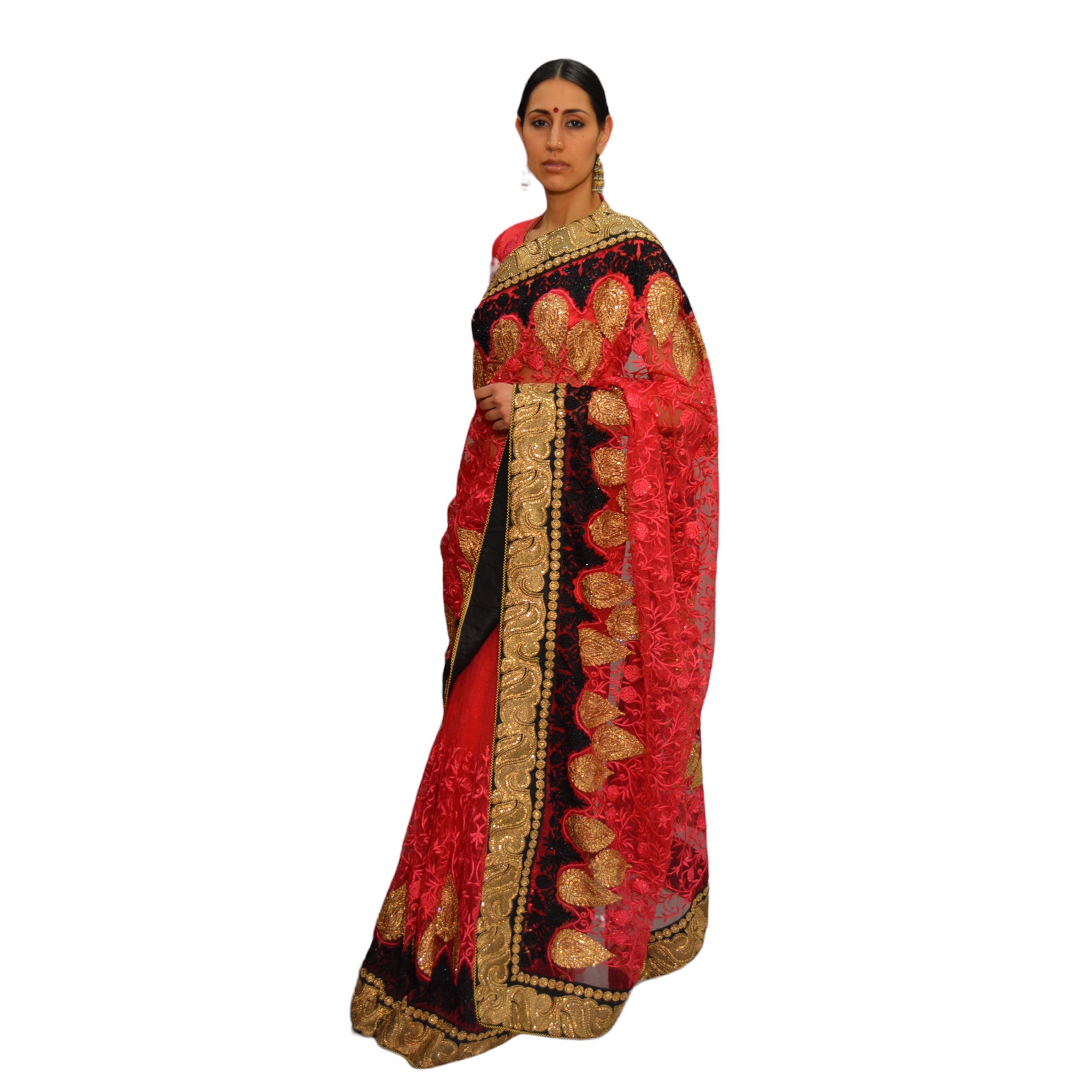 Pink and black saree - Vintage India NYC