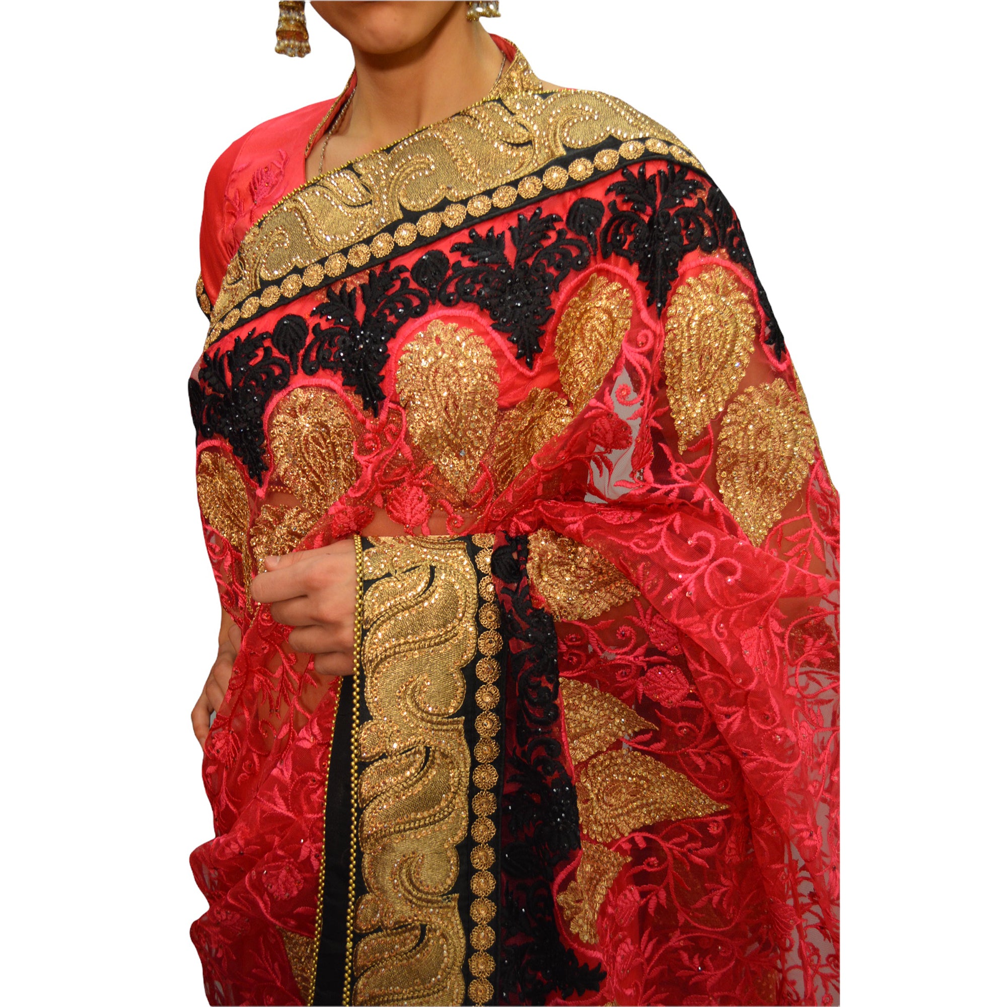 Pink and black saree - Vintage India NYC