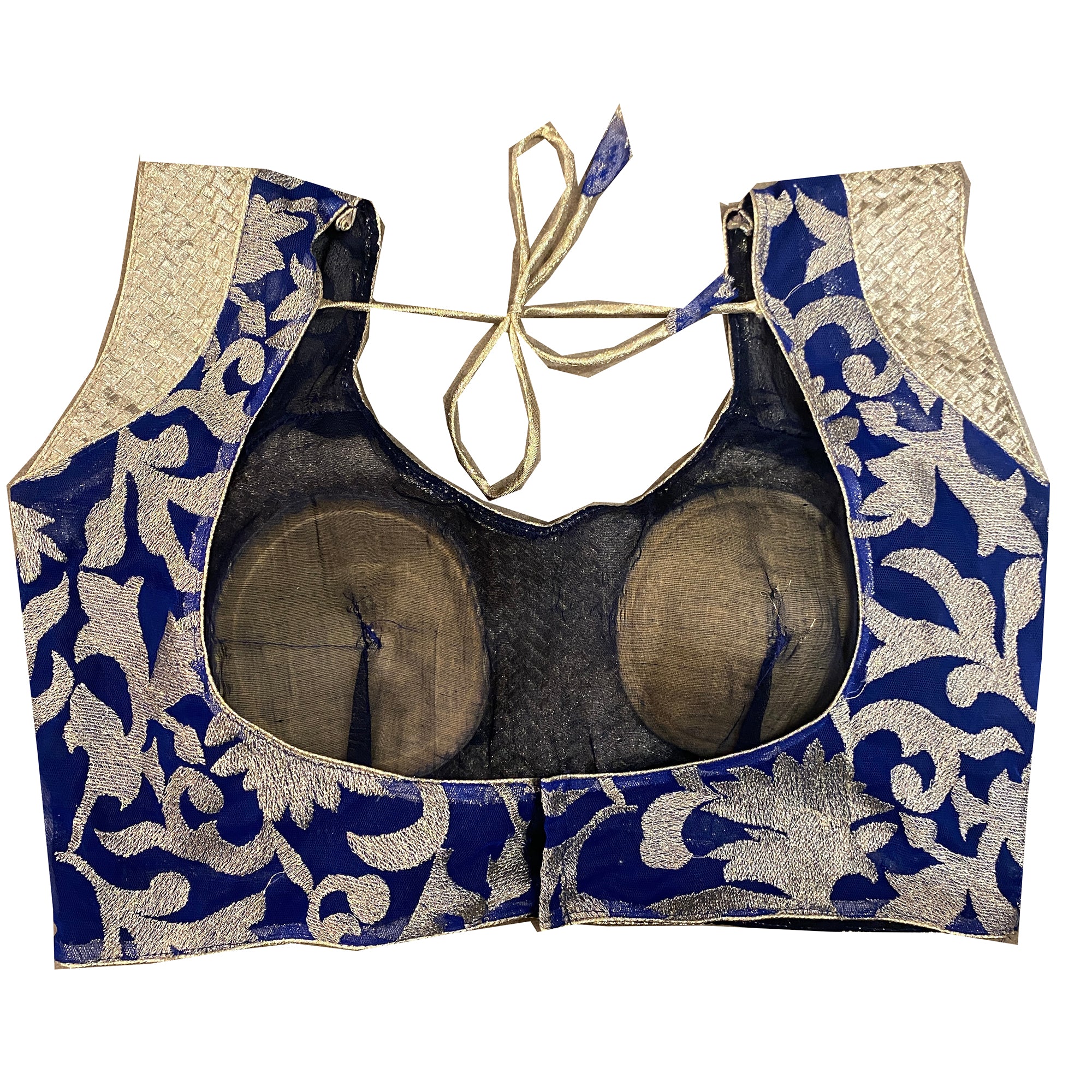 Blue or Pink with Silver Saree Blouse - Vintage India NYC