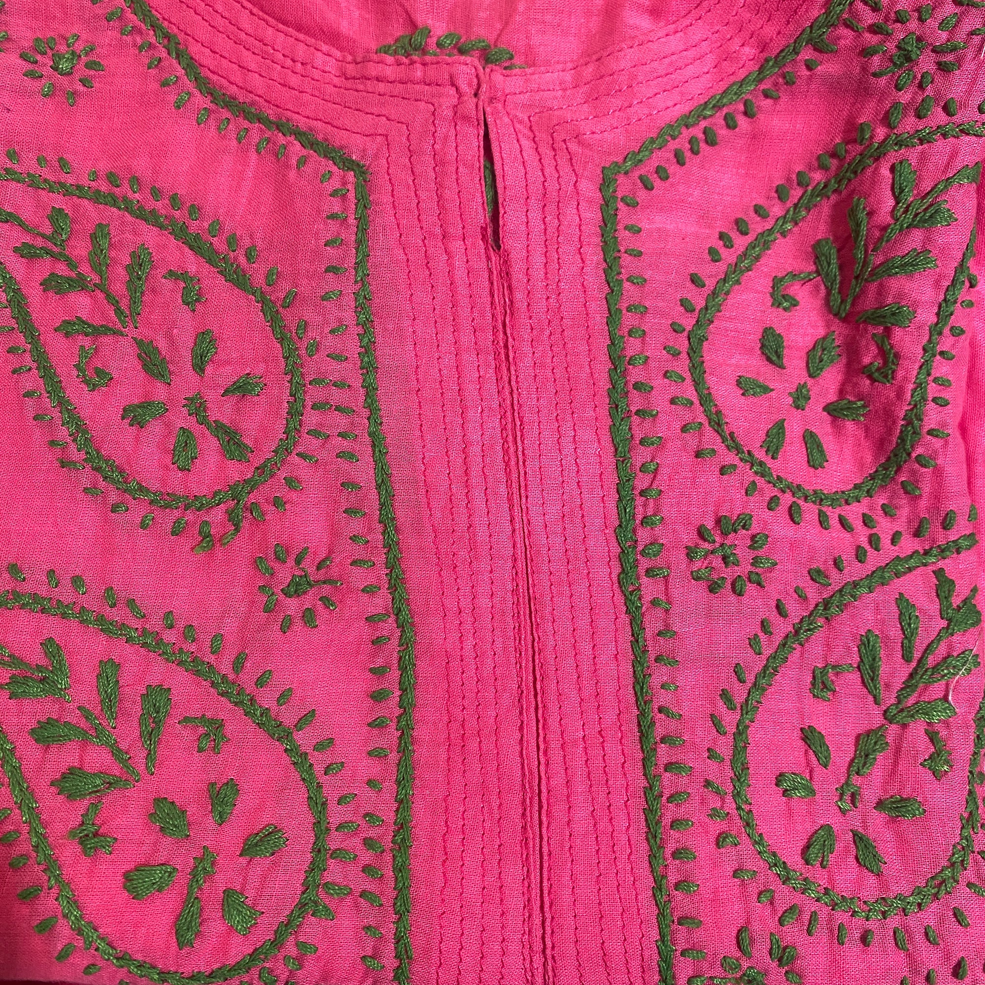 AR Long Embroidered Cotton Tunic- XL - Vintage India NYC