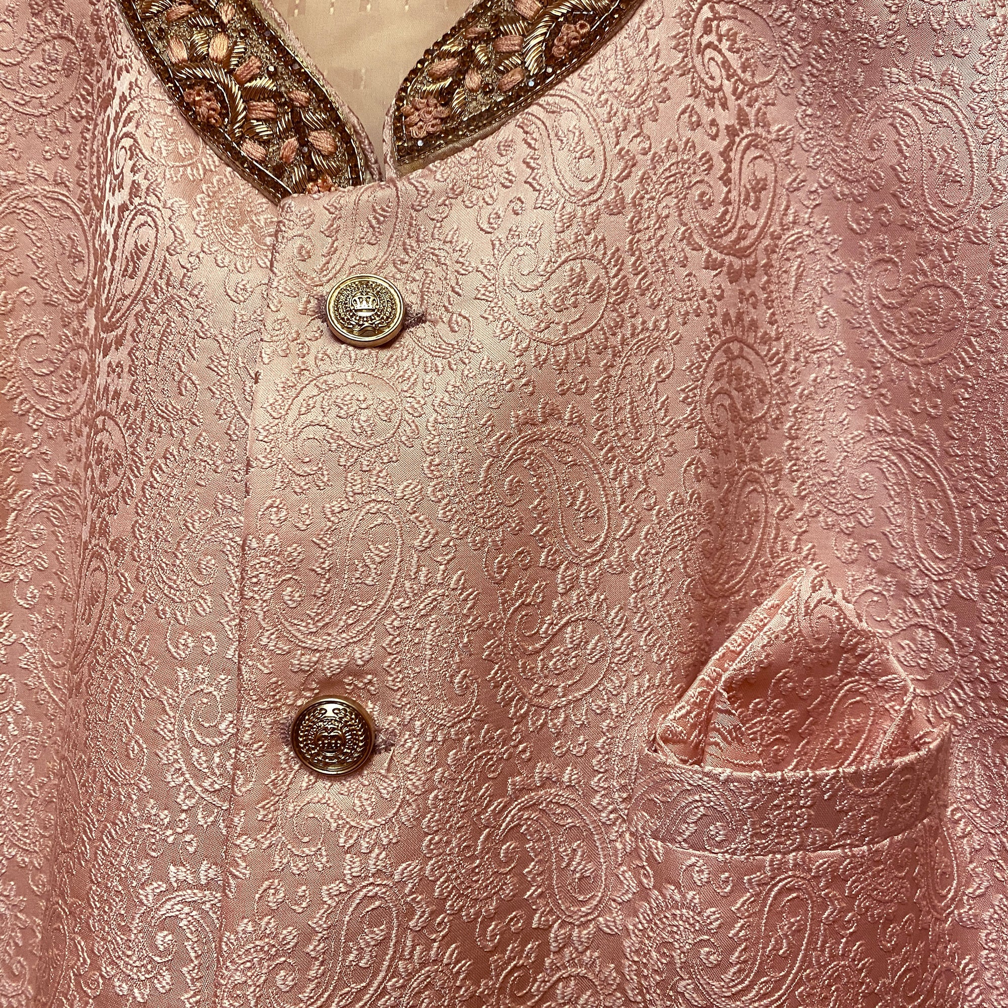 Blush Pink Jacquard Sherwani - Vintage India NYC