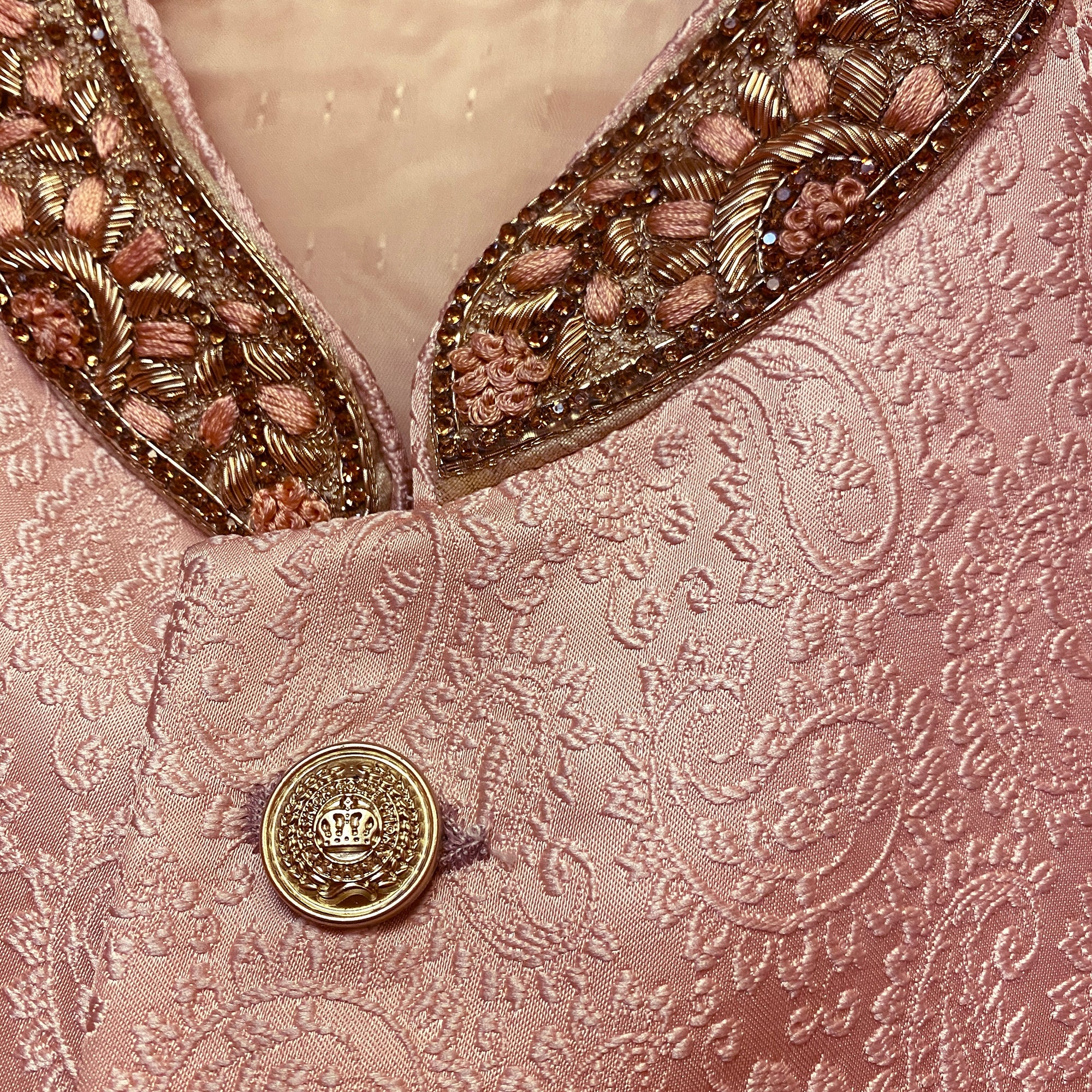 Blush Pink Jacquard Sherwani - Vintage India NYC