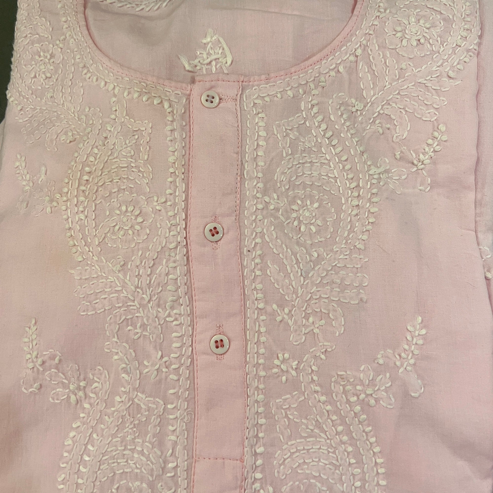 Cotton Chikan Short Kurtas 500-6 Colors - Vintage India NYC