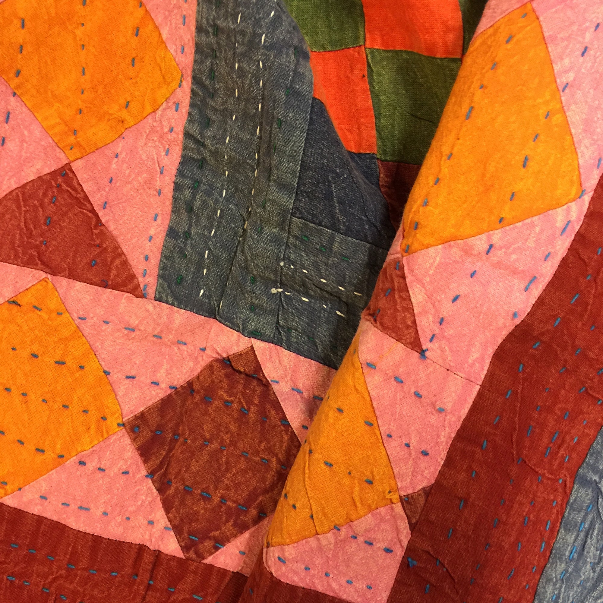 Checkered Patchwork Kantha Quilt-6 colors - Vintage India NYC