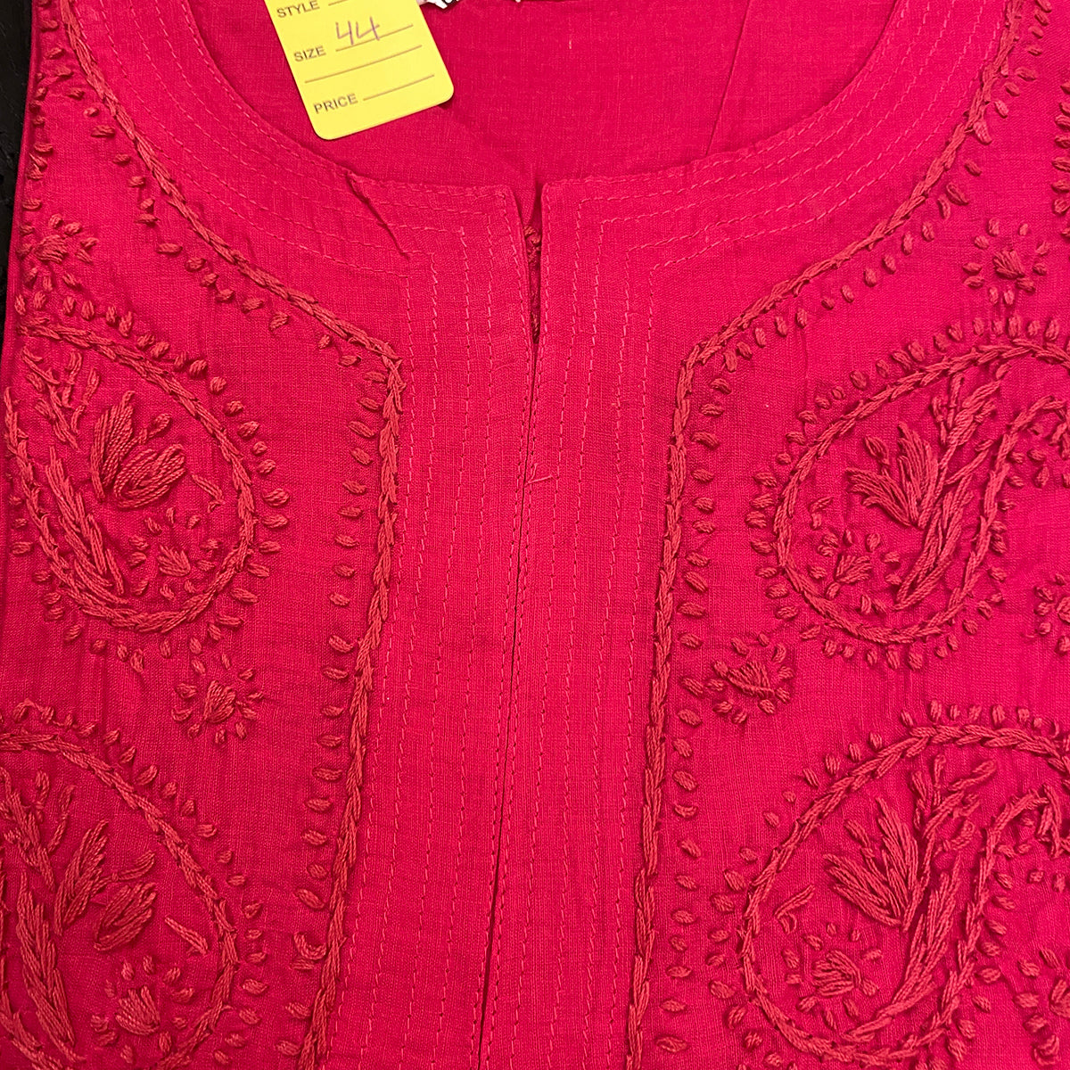 AR Long Embroidered Cotton Tunic- XXL - Vintage India NYC