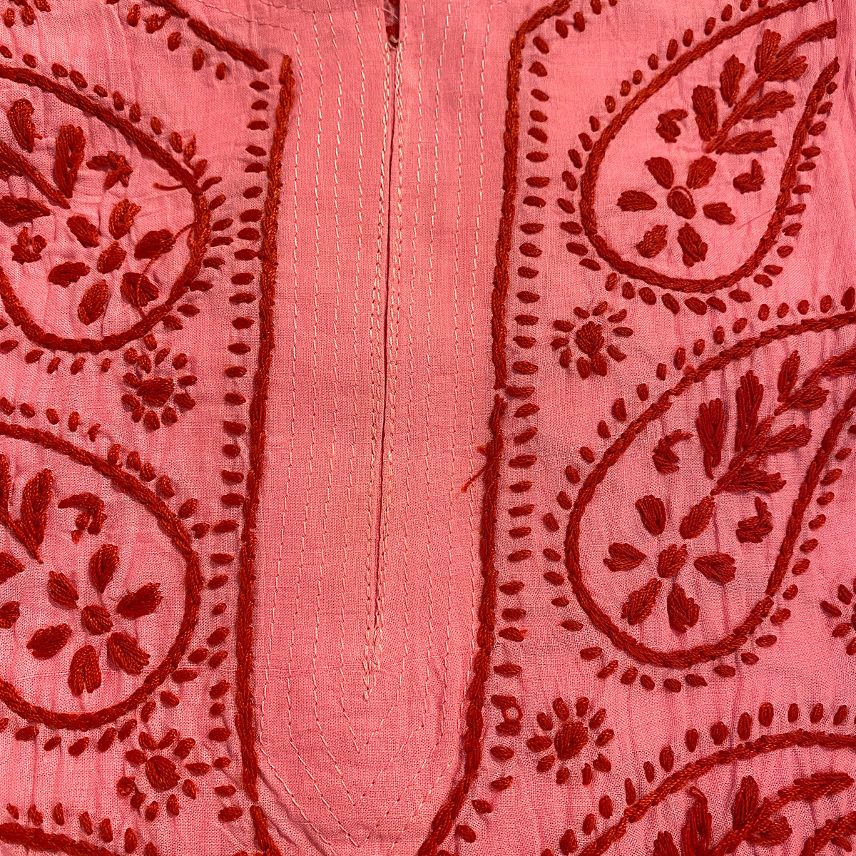 AR Long Embroidered Cotton Tunic Kurtis- L - Vintage India NYC