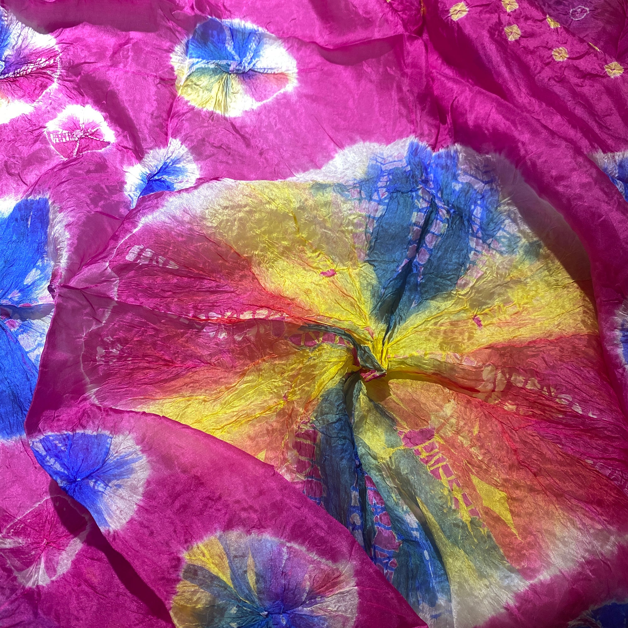 LH Bandhani Tie Dye Pure Silk Scarves - Vintage India NYC