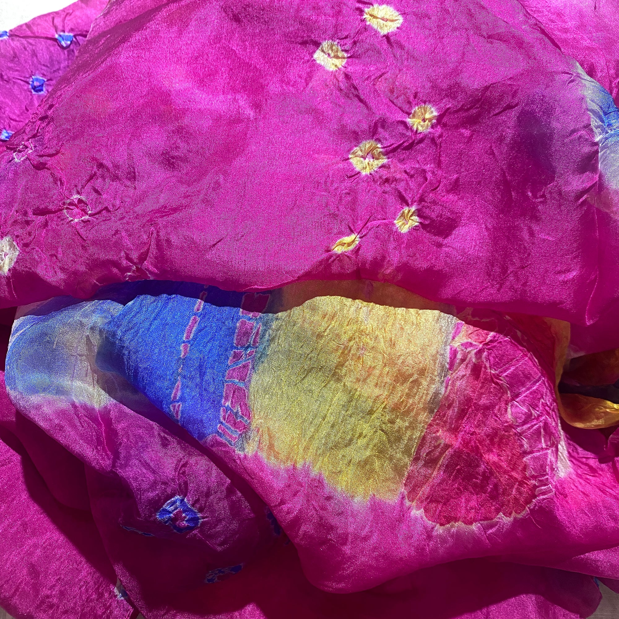 LH Bandhani Tie Dye Pure Silk Scarves - Vintage India NYC