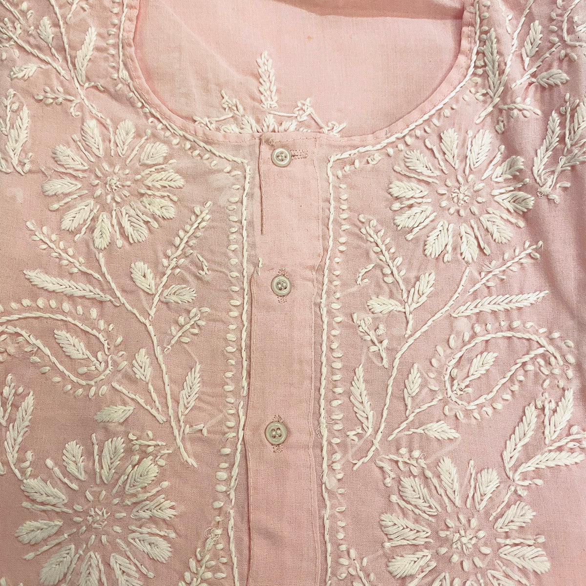 AR 3 Button Embroidered Cotton Tunic Kurti - Vintage India NYC