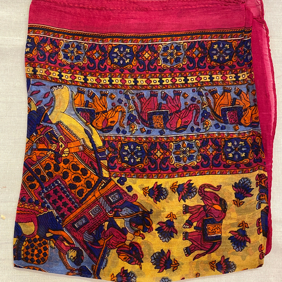 Elephant Print Silk Scarves - Vintage India NYC