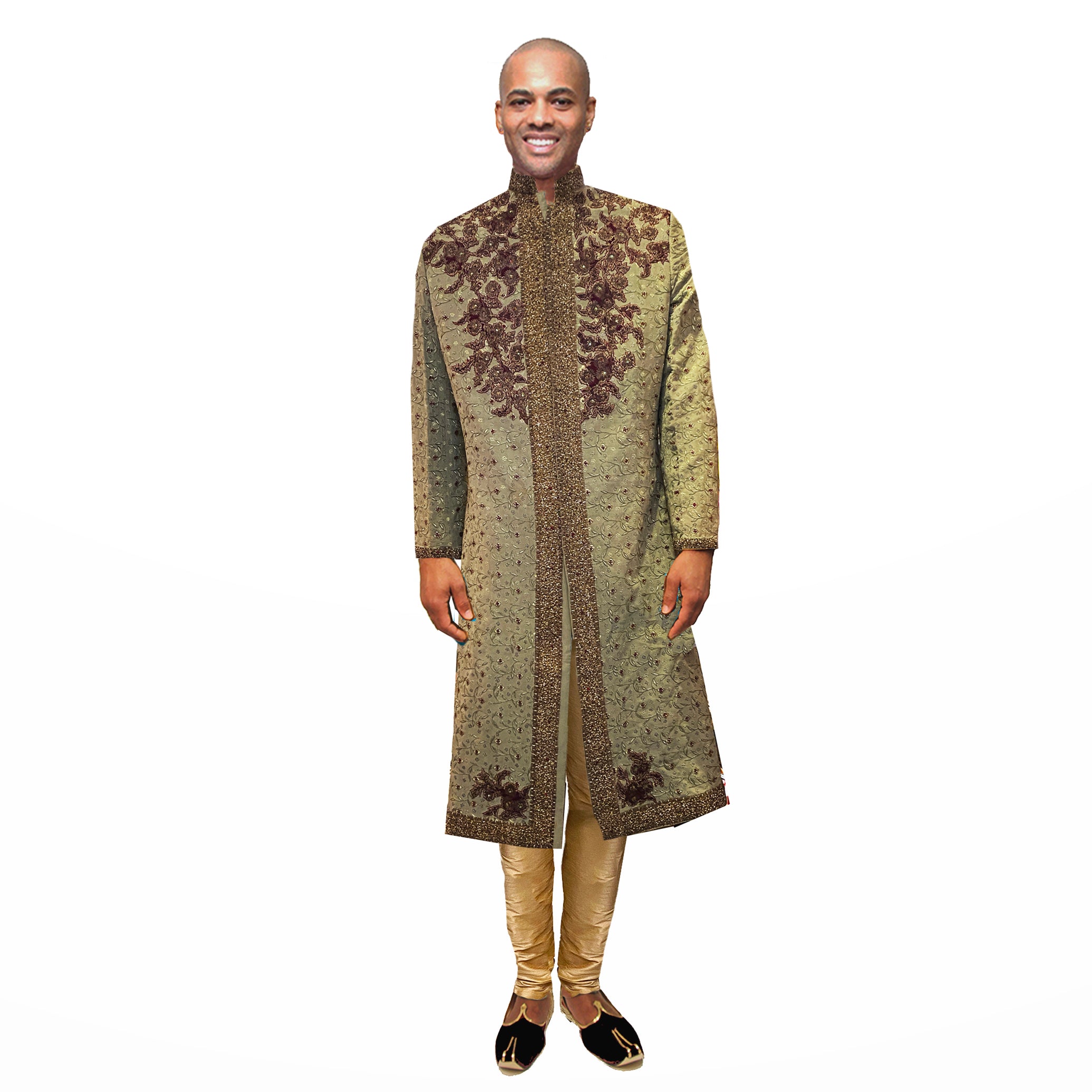 Vintage Pista Sage Sherwani - Vintage India NYC