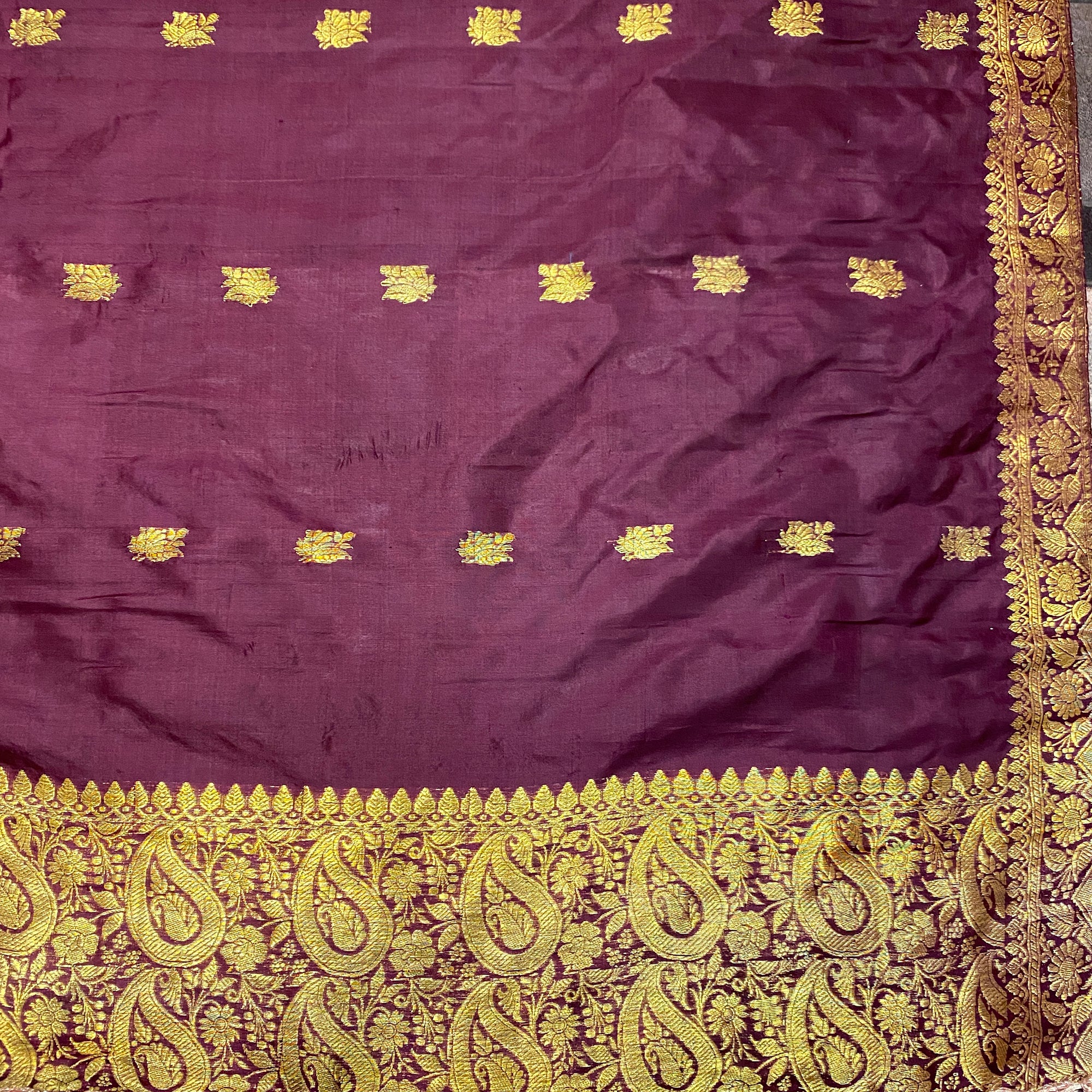 Handwoven Pure Silk and Gold Zari Dupatta Stoles-Many Colors - Vintage India NYC