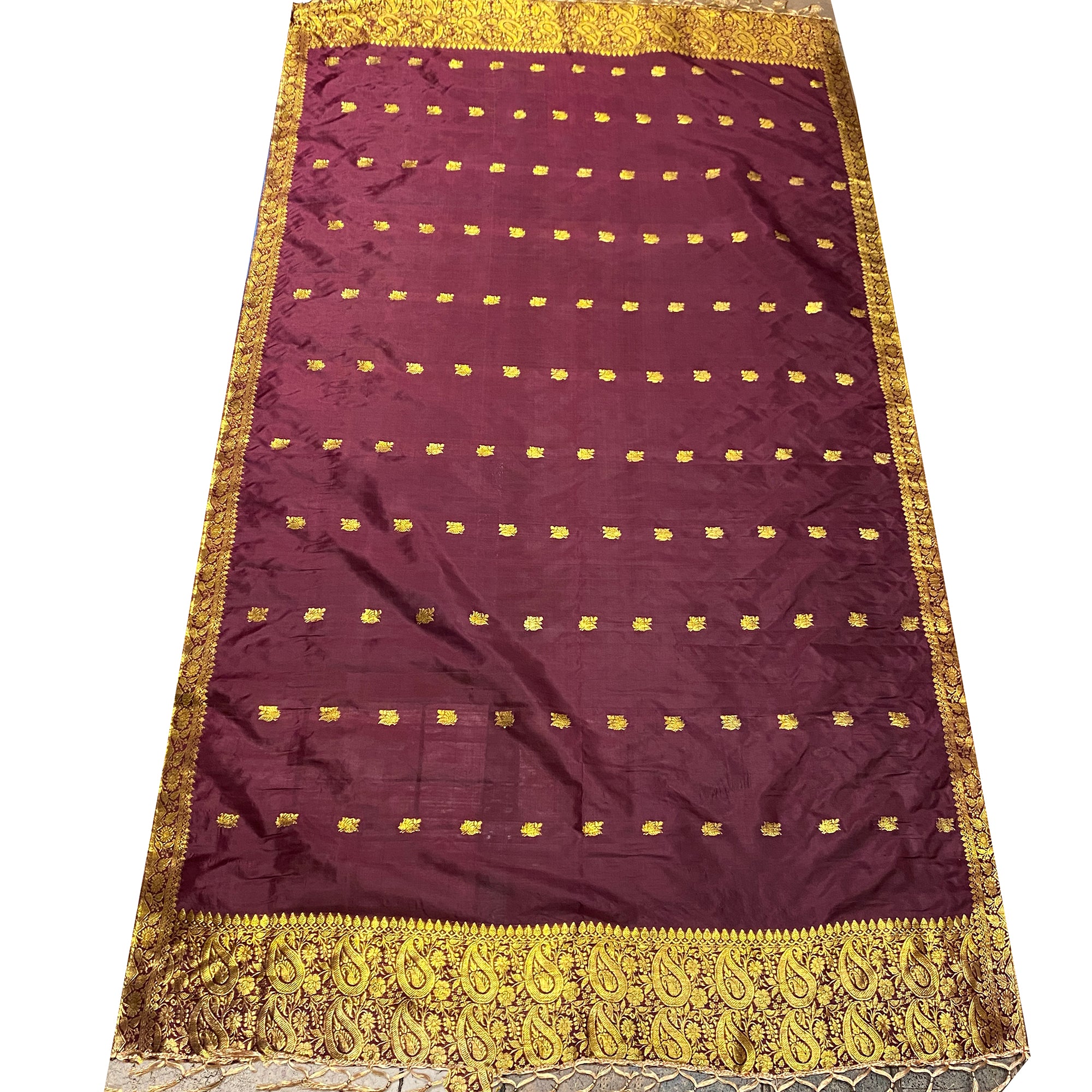 Handwoven Pure Silk and Gold Zari Dupatta Stoles-Many Colors - Vintage India NYC