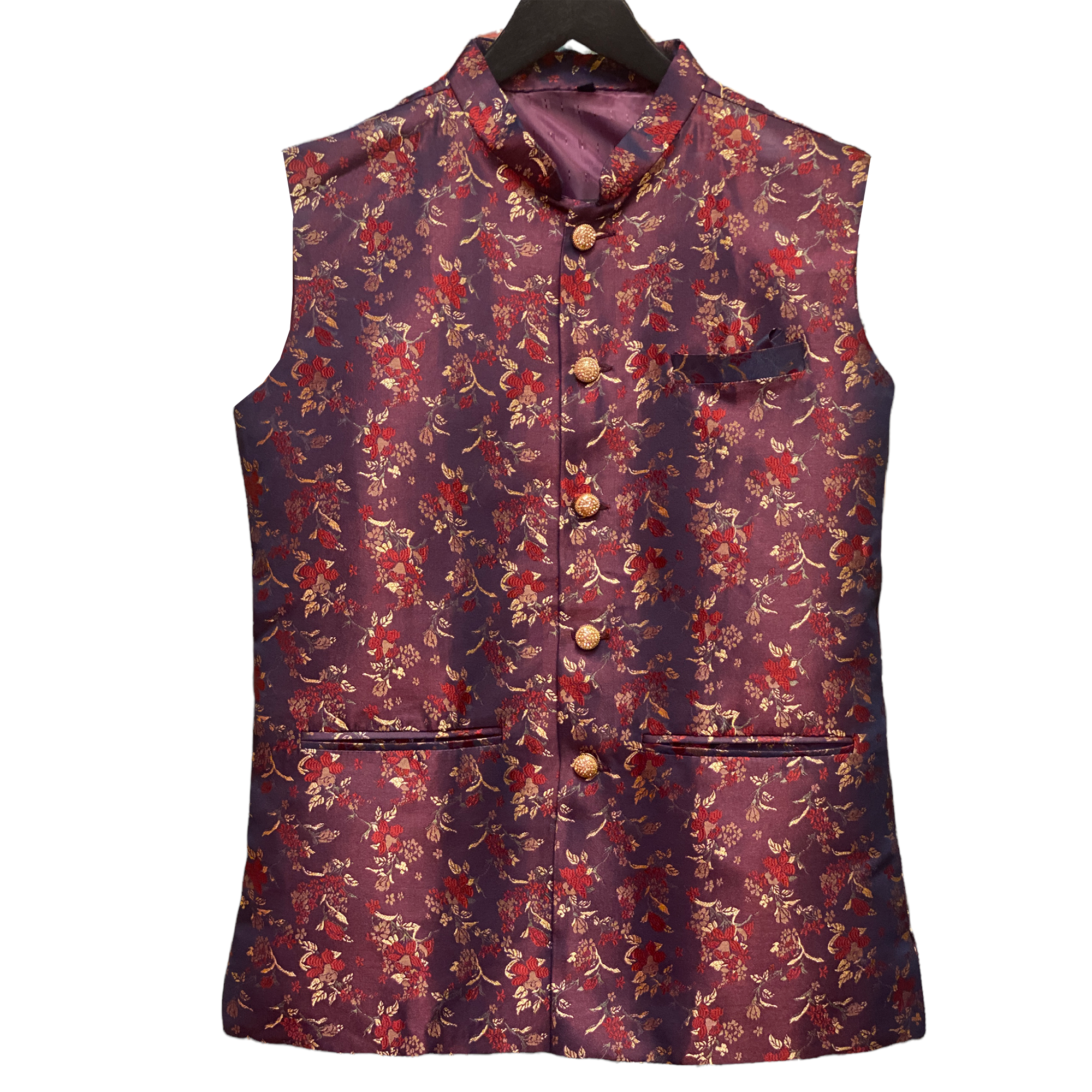 YD Floral Brocade Men Vest-3 Colors - Vintage India NYC