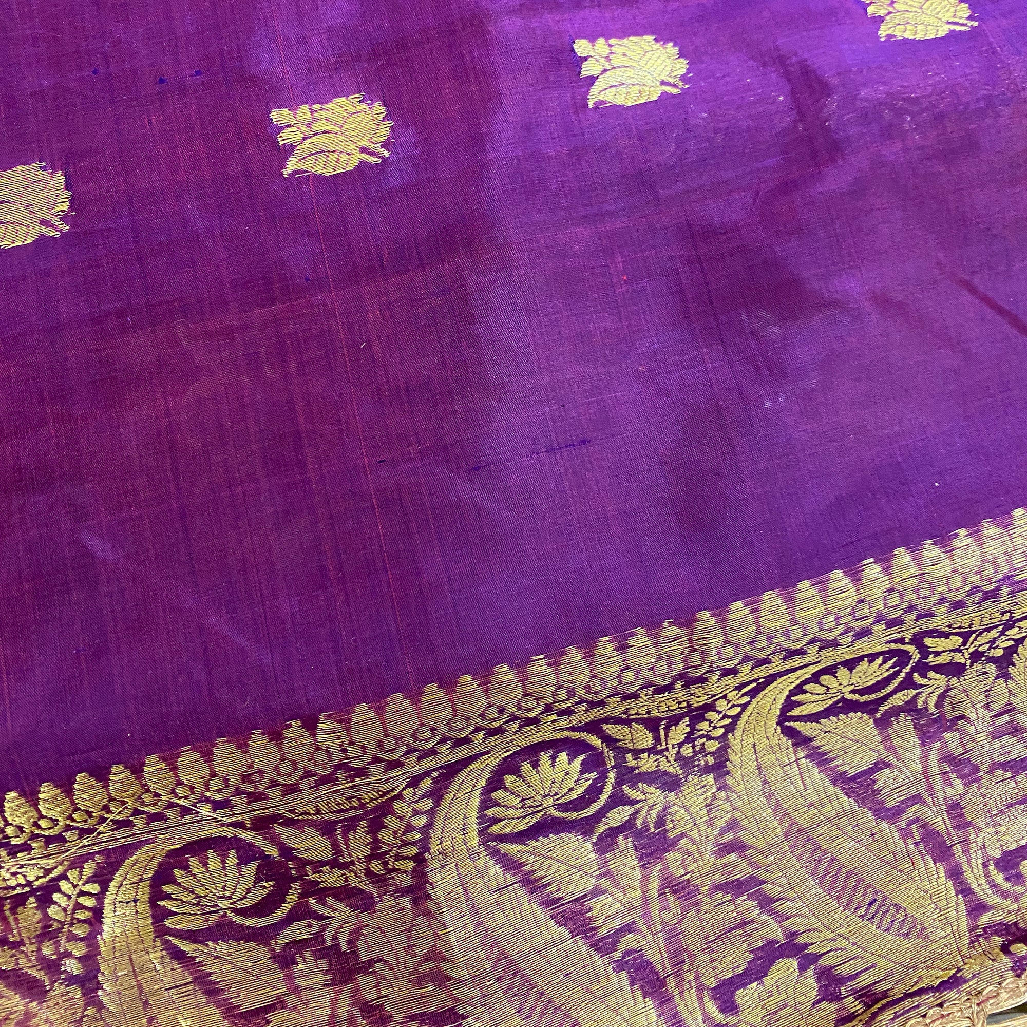 Handwoven Pure Silk and Gold Zari Dupatta Stoles-Many Colors - Vintage India NYC