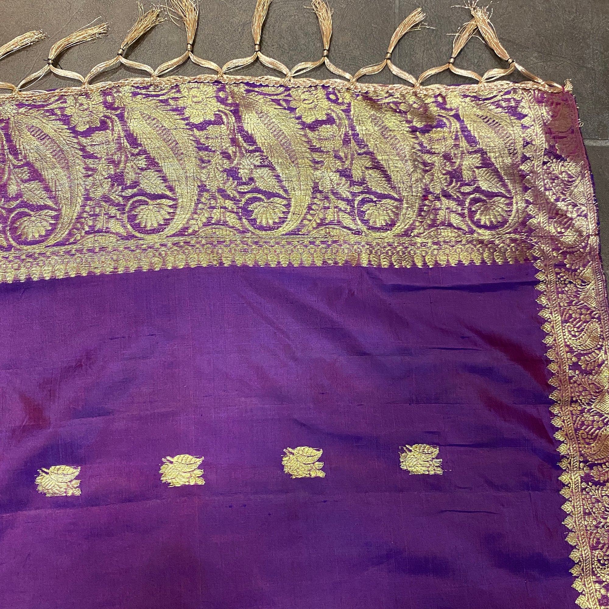 Handwoven Pure Silk and Gold Zari Dupatta Stoles-Many Colors - Vintage India NYC