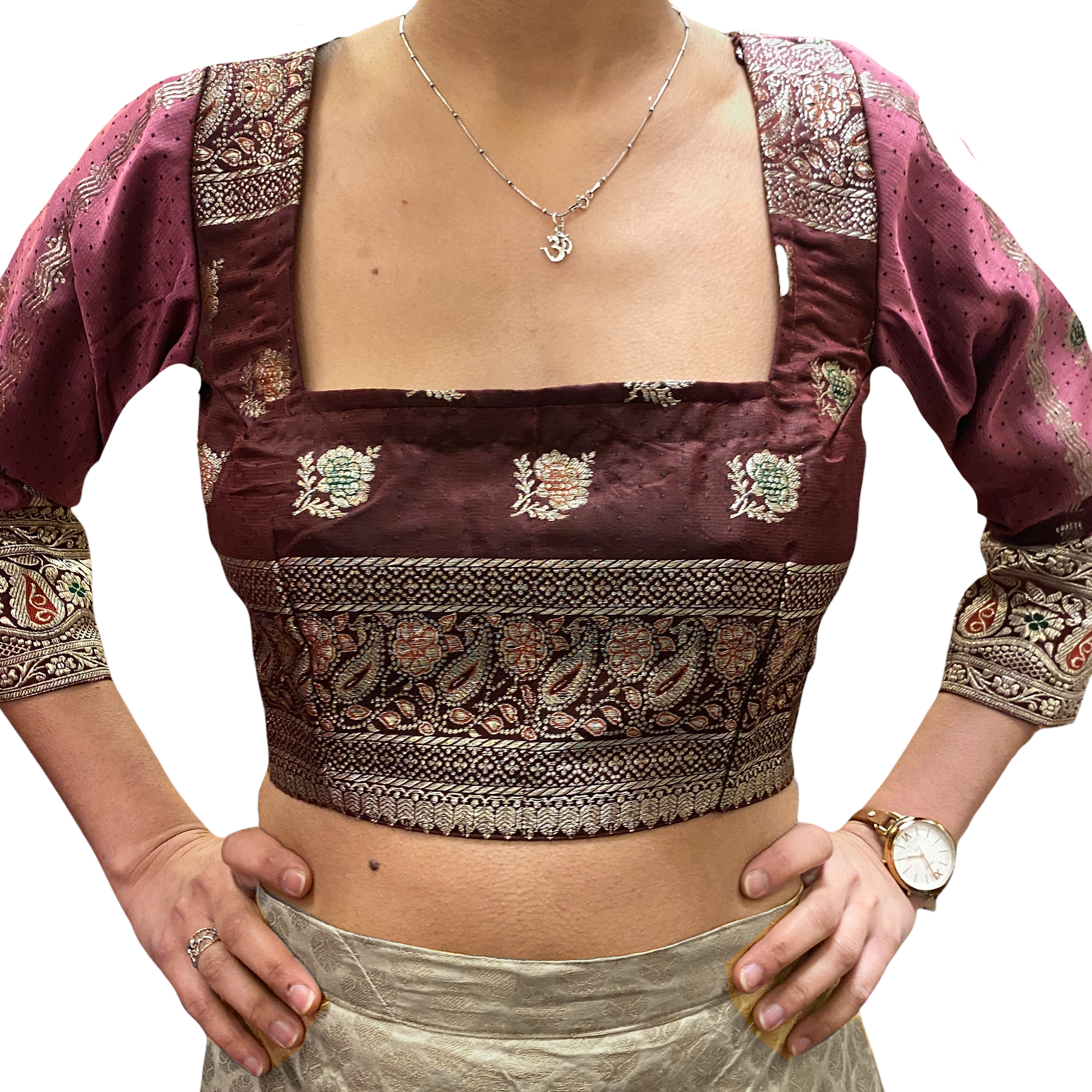 Mauve Banarasi Choli Blouse - Vintage India NYC