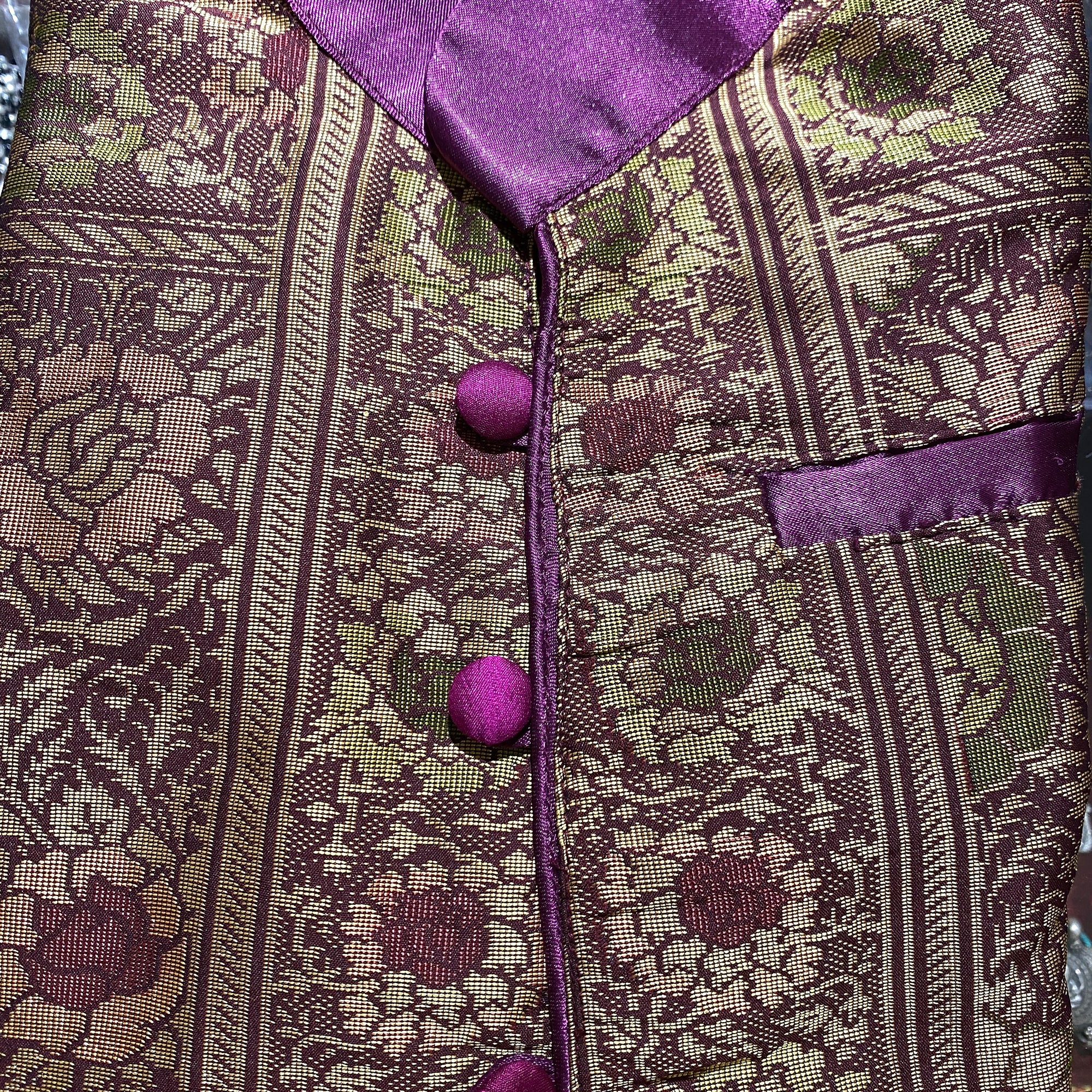 Boys Silk Brocade Sherwani Jackets-7 Colors - Vintage India NYC