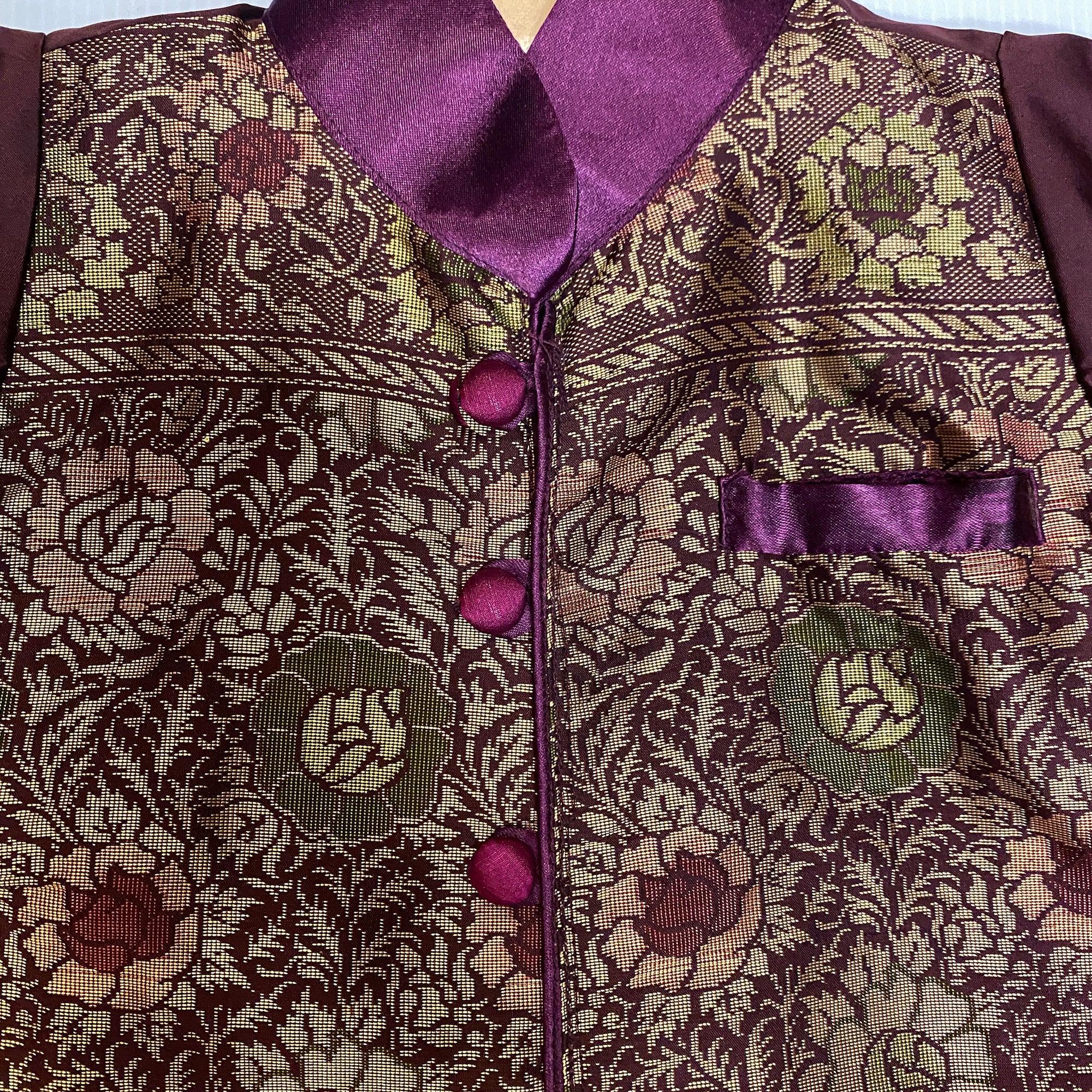 Boys Silk Brocade Sherwani Jackets-7 Colors - Vintage India NYC