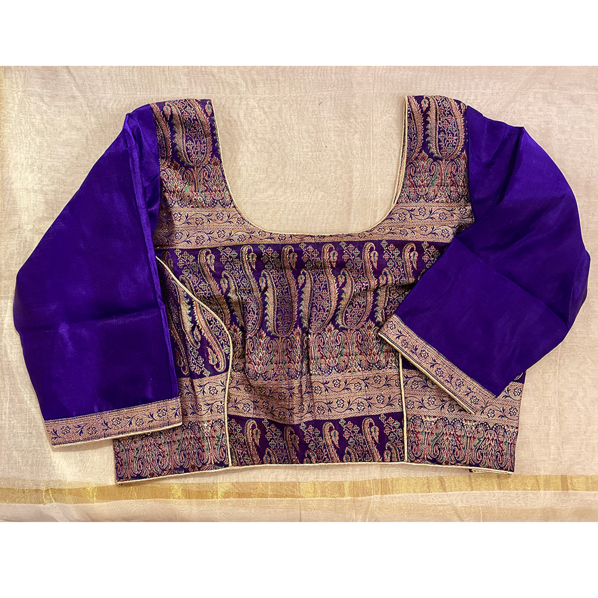 Brocade Saree Blouses- Purples - Vintage India NYC