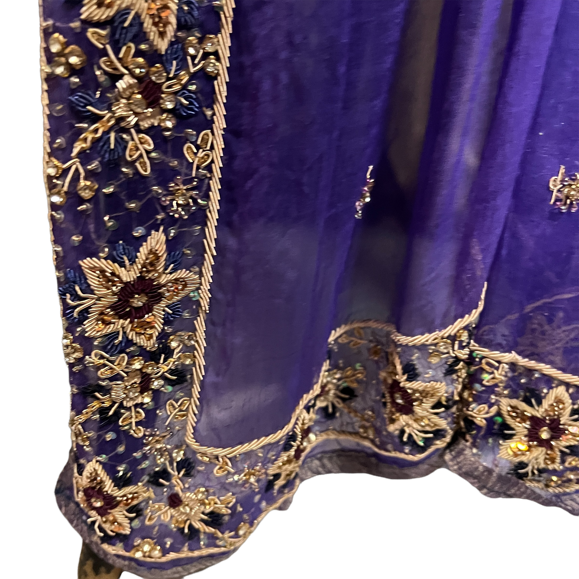Vintage Violet Heavywork Dupatta Scarf 9103 - Vintage India NYC