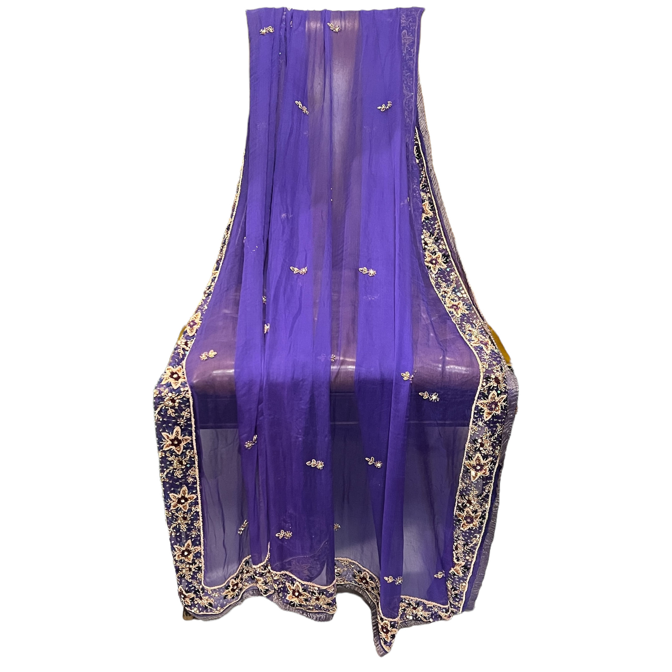 Vintage Violet Heavywork Dupatta Scarf 9103 - Vintage India NYC