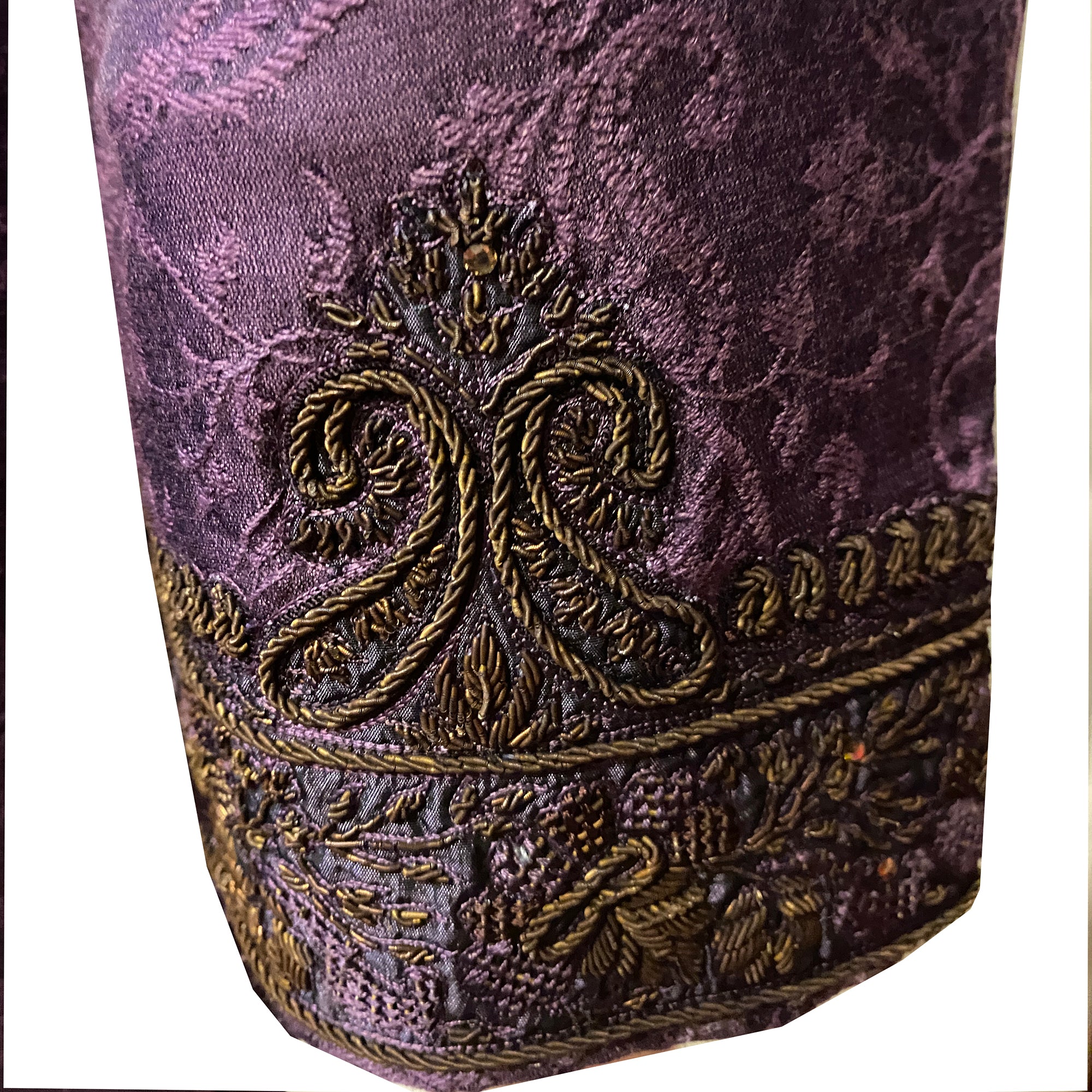 Purple Brocade Sherwani with Gold Embroidery - Vintage India NYC