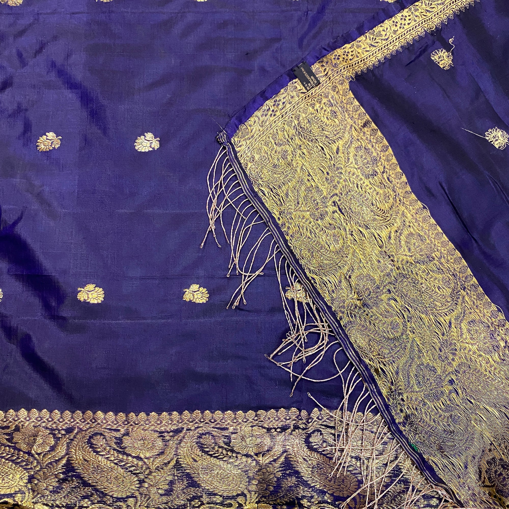 Handwoven Pure Silk and Gold Zari Dupatta Stoles-Many Colors - Vintage India NYC