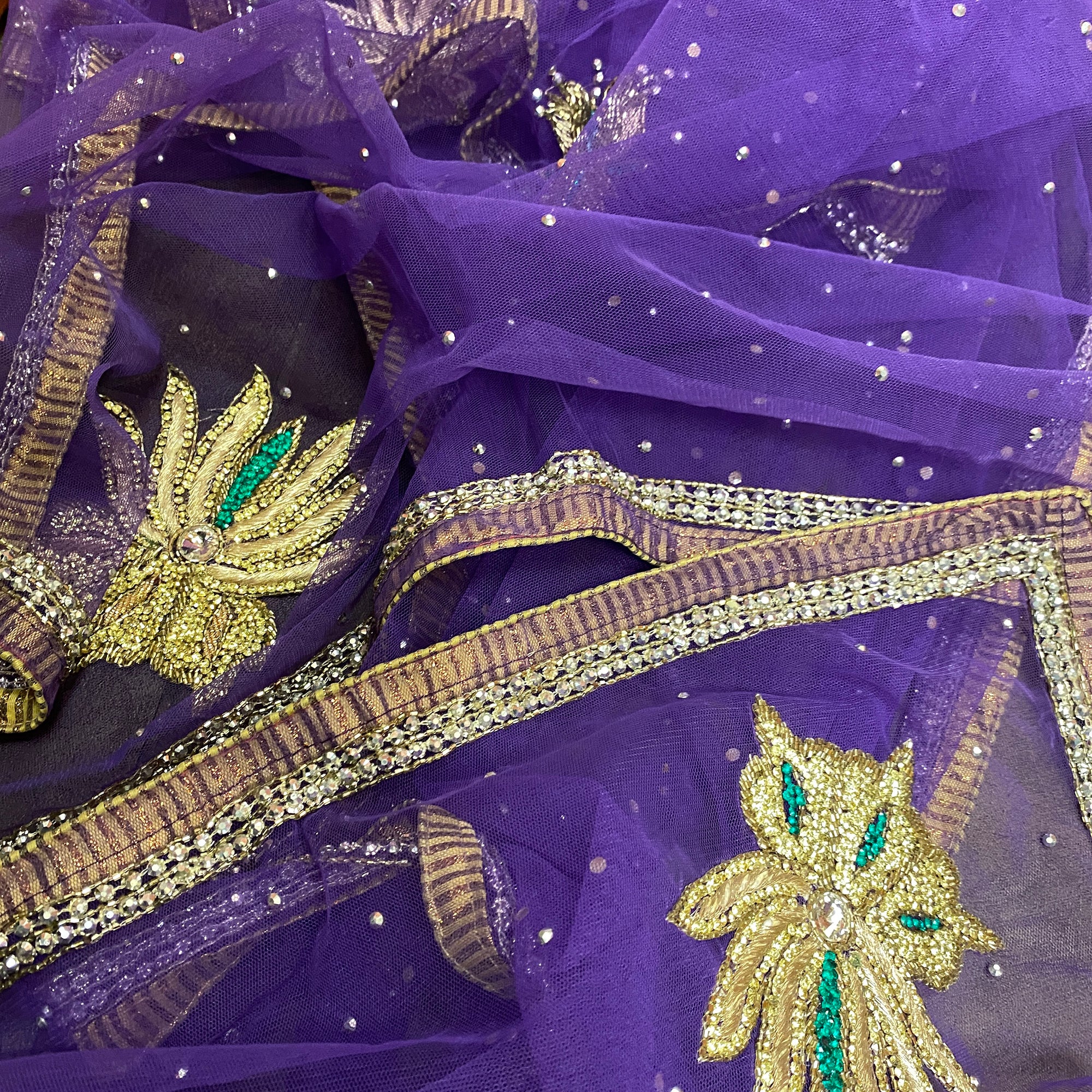 Purple Net Dupatta - Vintage India NYC