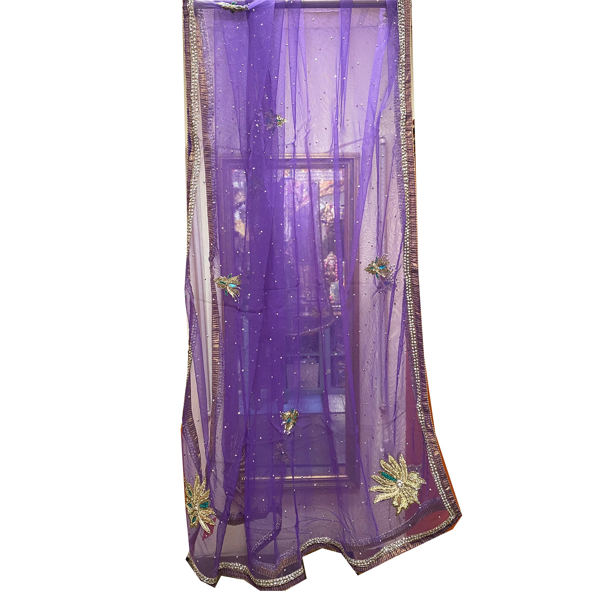 Purple Net Dupatta - Vintage India NYC