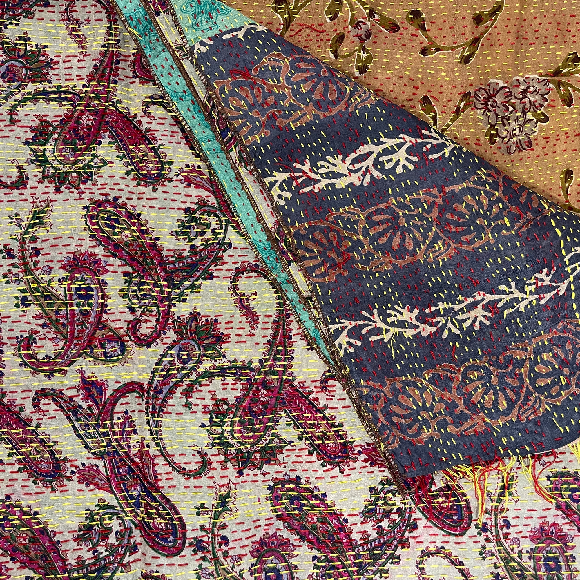 Silk Kantha Stoles - Vintage India NYC