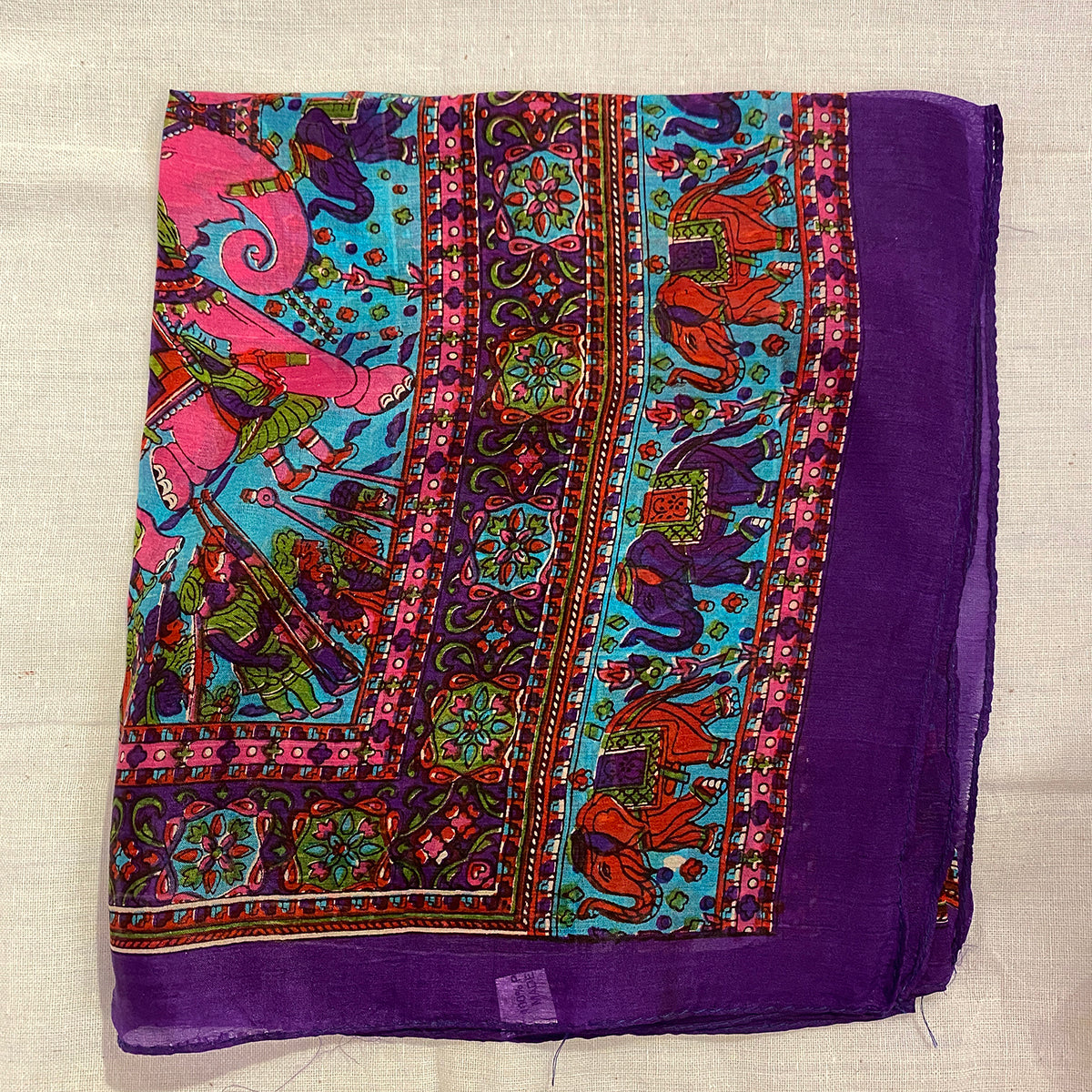 Elephant Print Silk Scarves - Vintage India NYC