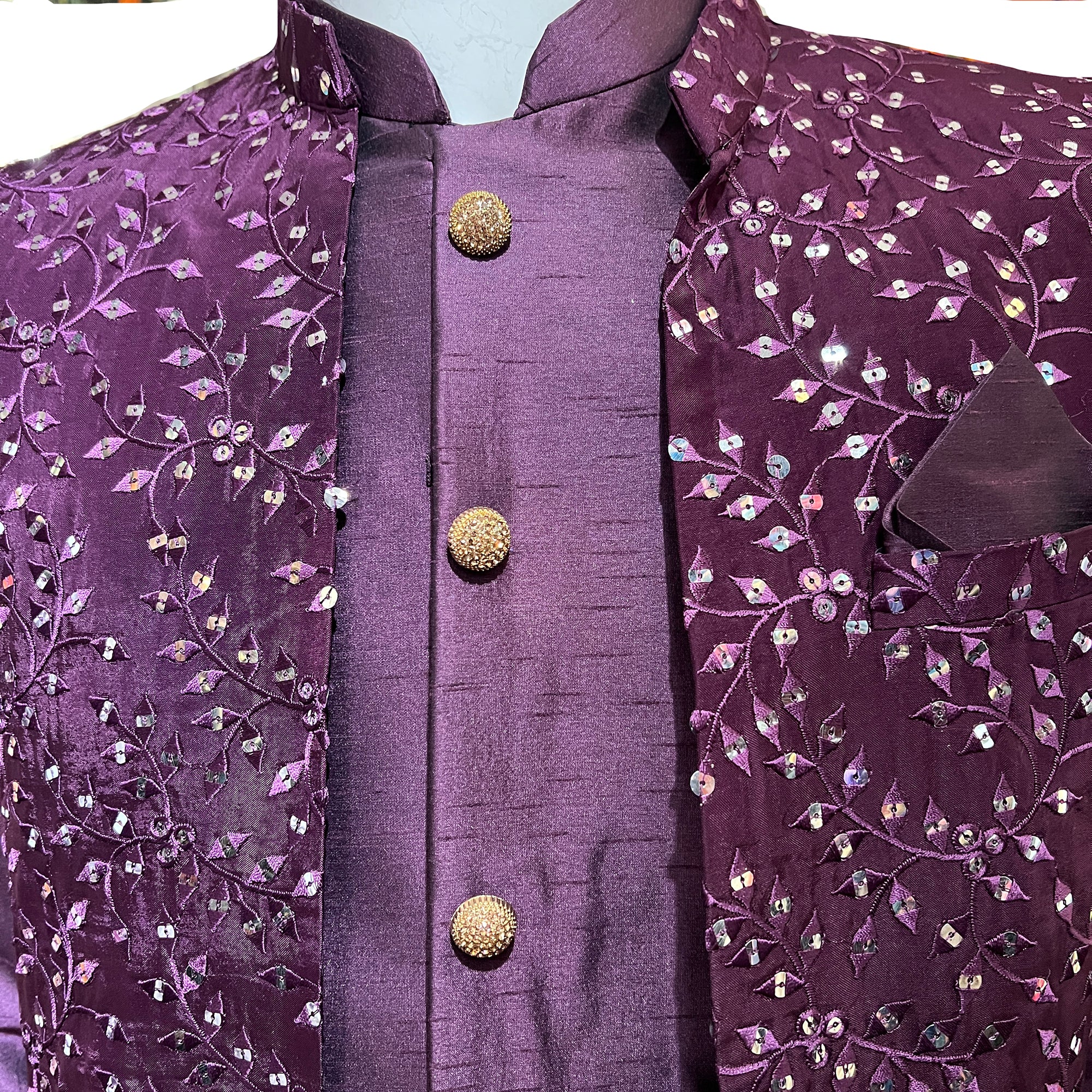 YD Purple 2 Piece Sherwani - Vintage India NYC