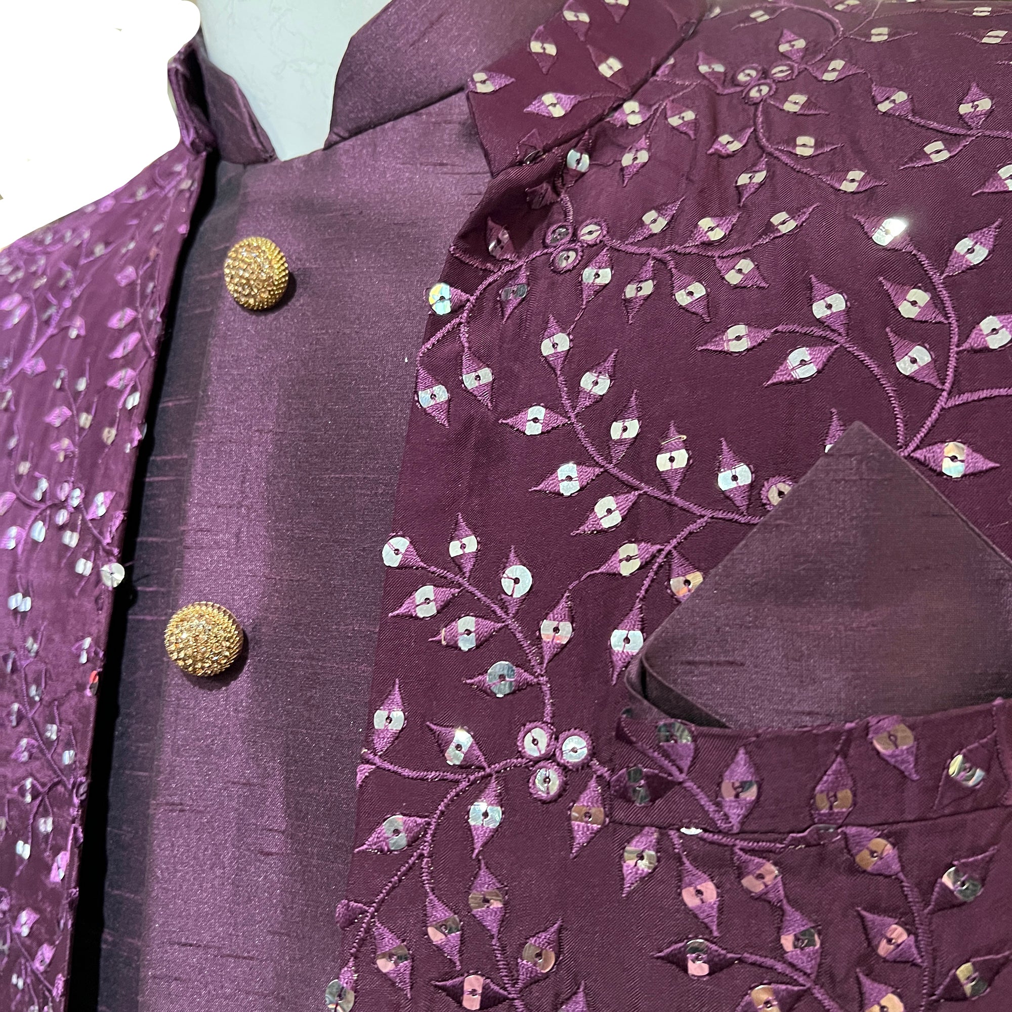 YD Purple 2 Piece Sherwani - Vintage India NYC