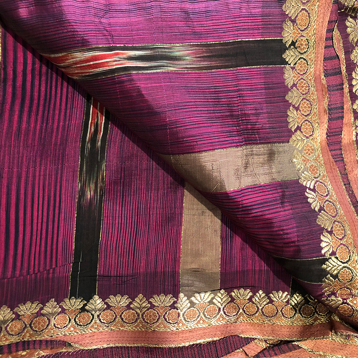 VM-1 Purple and Taupe Ikat - Vintage India NYC