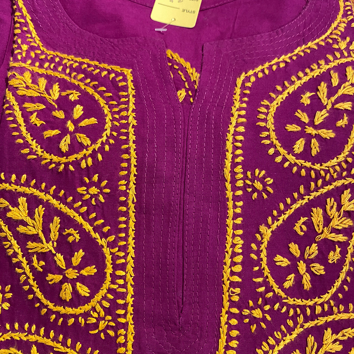 AR Long Embroidered Cotton Tunic Kurtis - M - Vintage India NYC