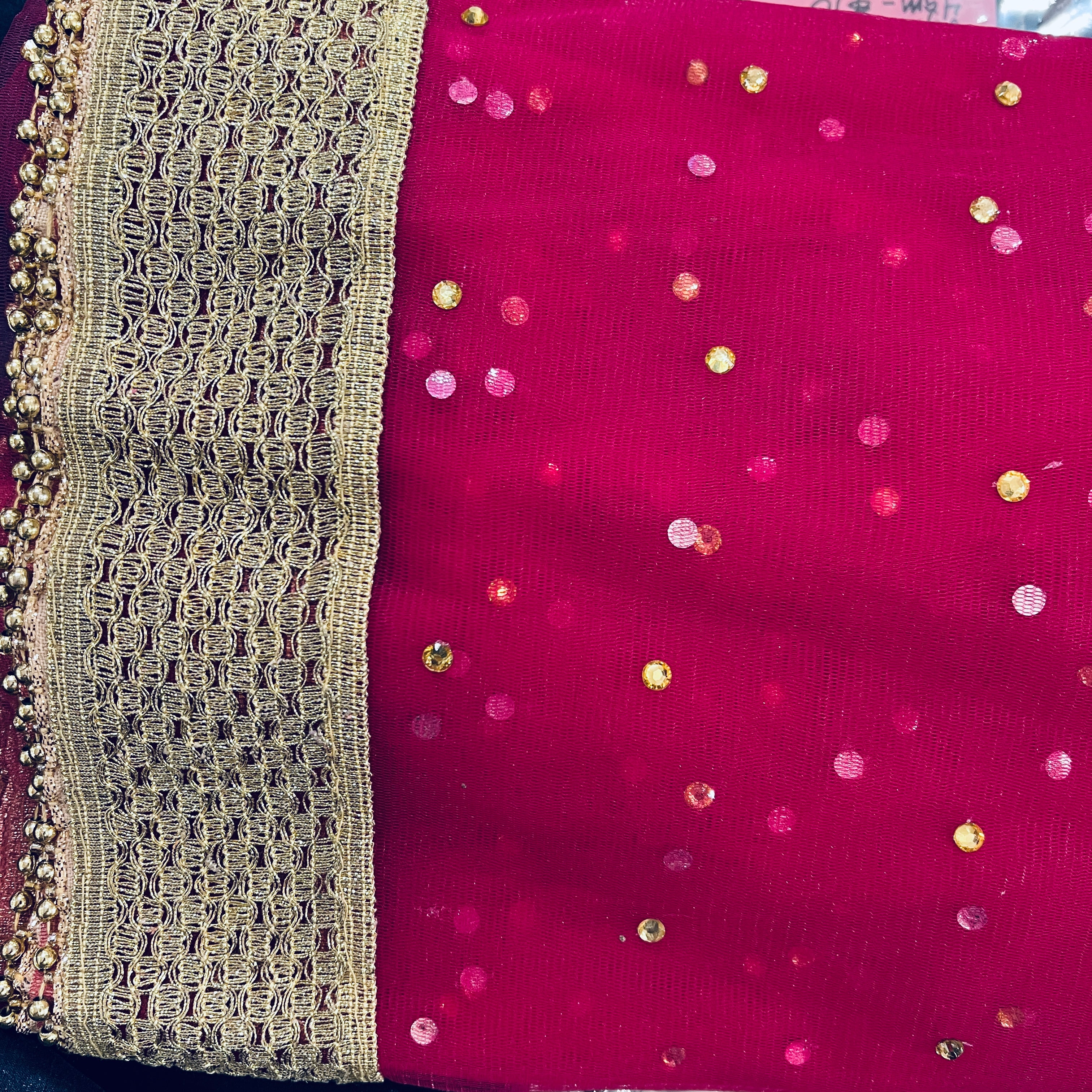 DT Stonework Dupatta - Vintage India NYC