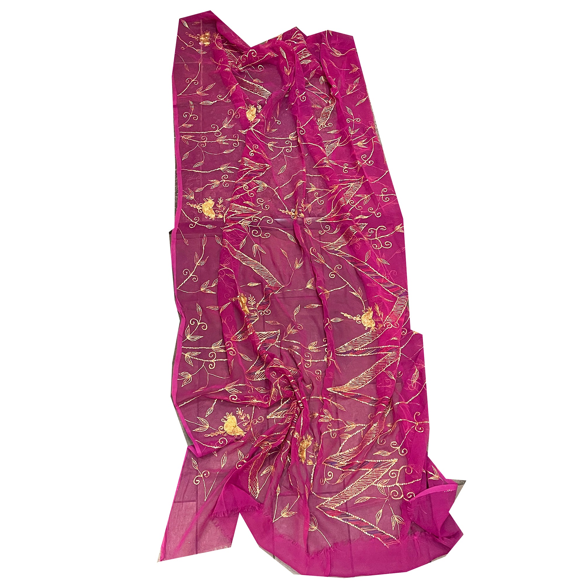 Vintage Bright Rani Pink Dupatta Scarf 8685 - Vintage India NYC